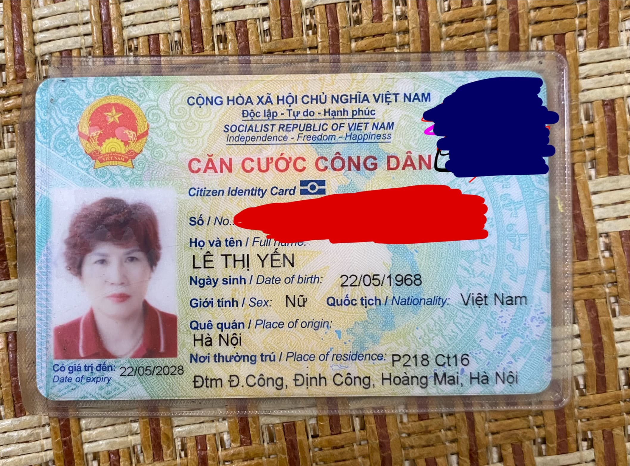 Nhặt được CCCD Lê Thị Yến tại Hà Nội
