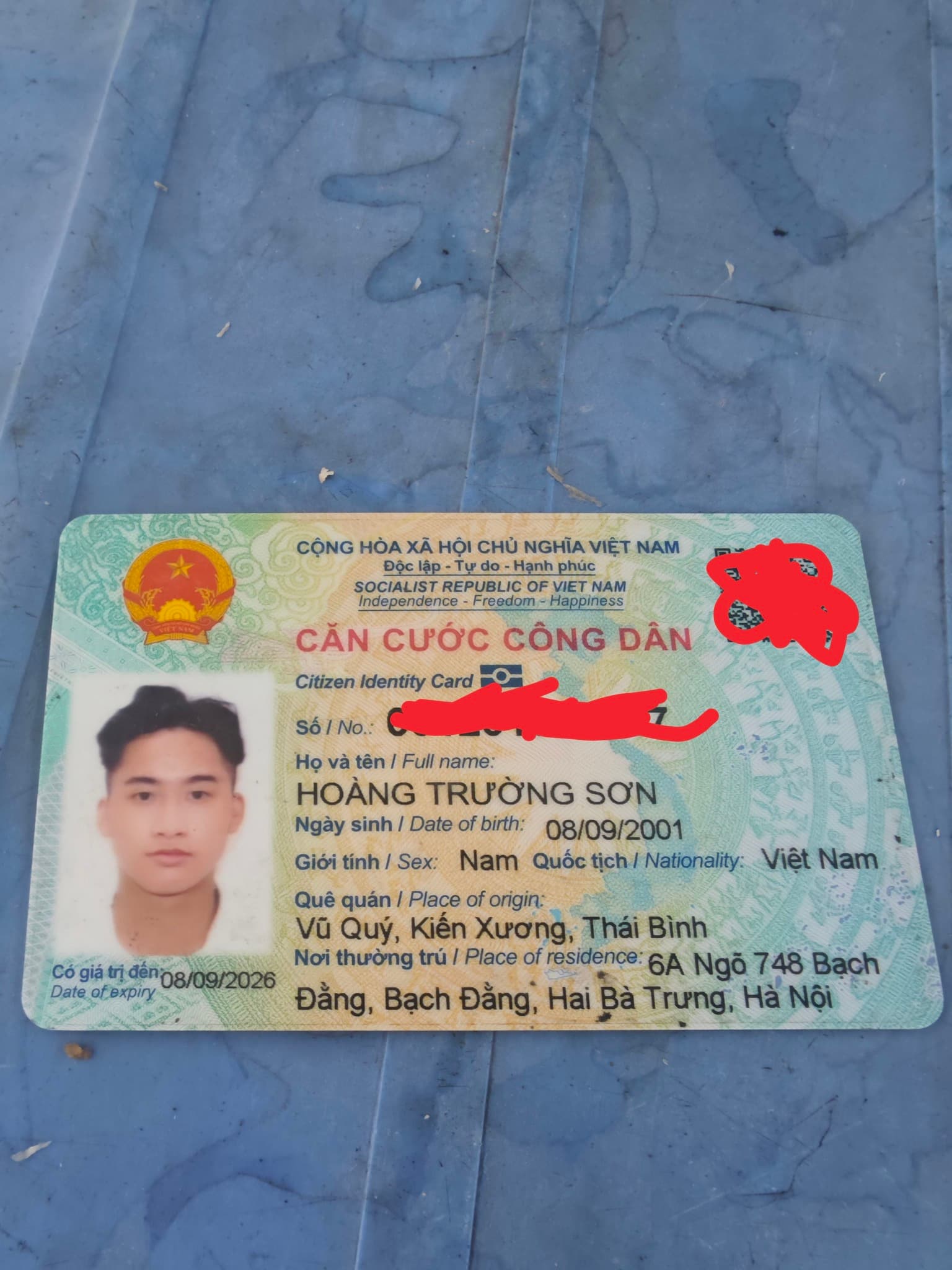 Nhặt được giấy tờ Hoàng Trường Sơn tại Hà nội