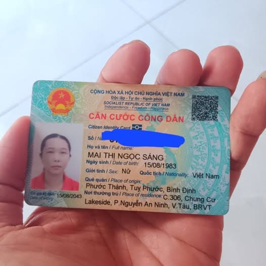 Nhặt được CCCD tên  MAI THỊ NGỌC SÁNG