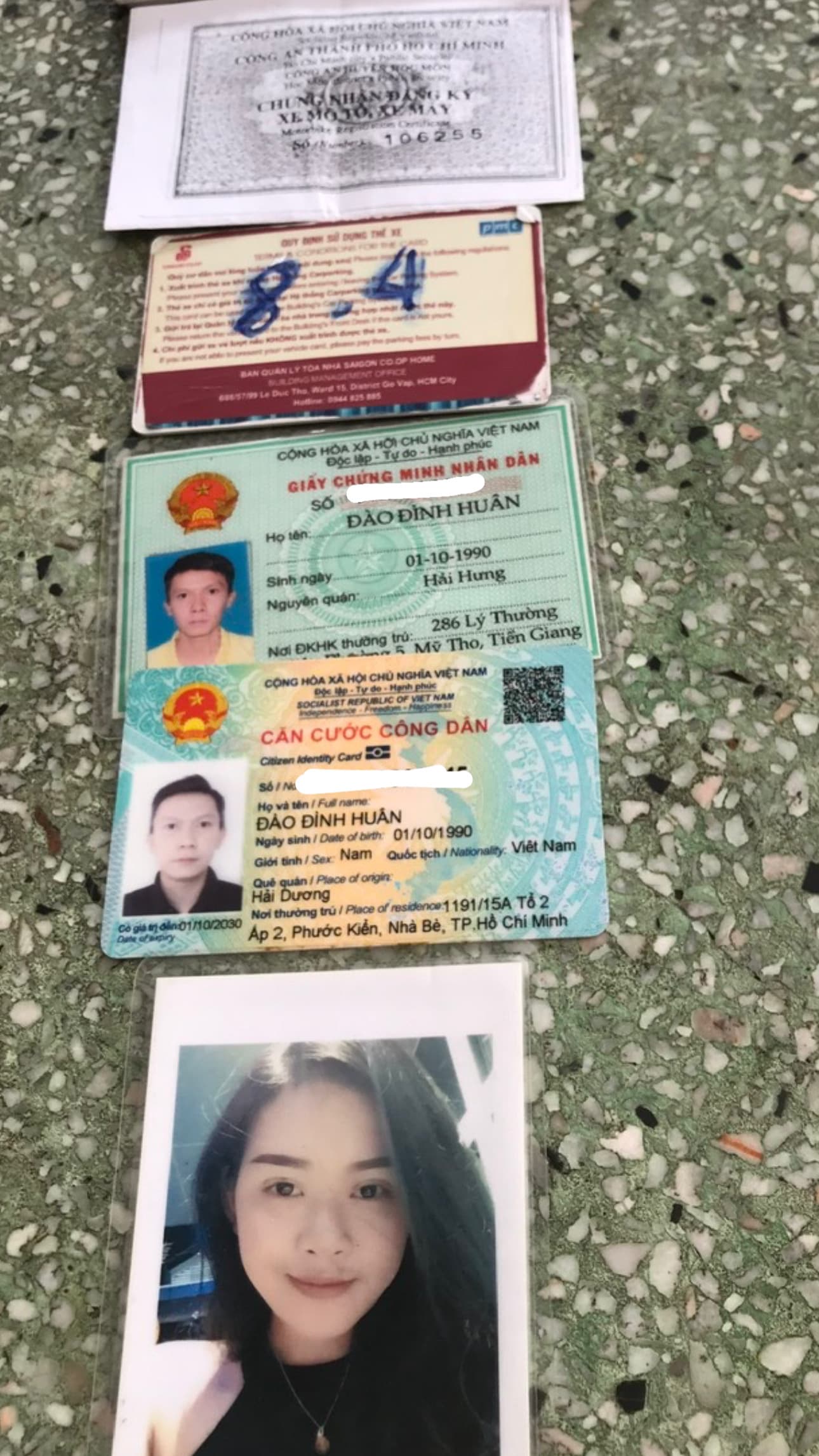 Nhặt được giấy tờ Đào Đình Huân tại TP.HCM