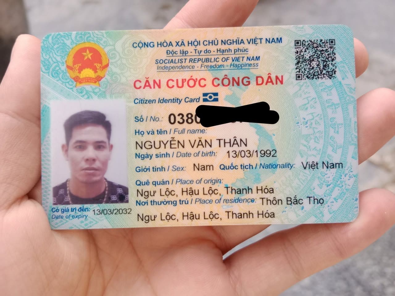 Nhặt được giấy tờ cccd Nguyễn văn Thân