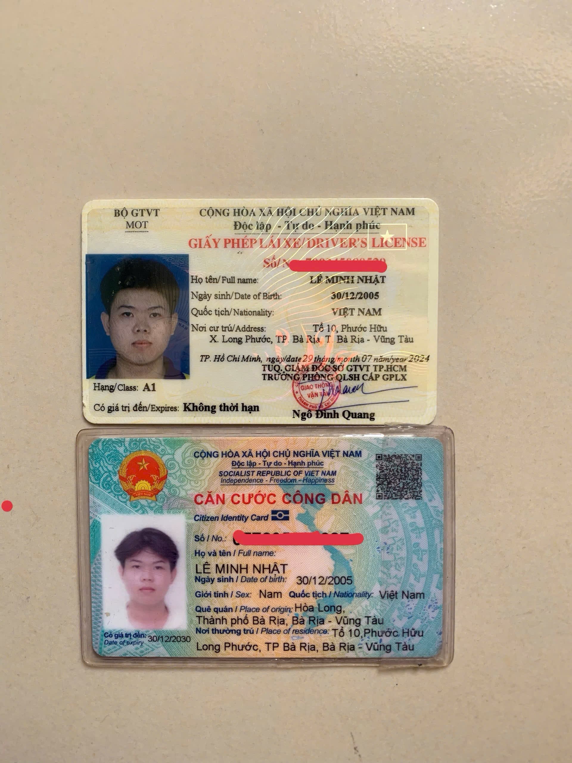 Nhặt Được giấy tờ LÊ MINH NHẬT