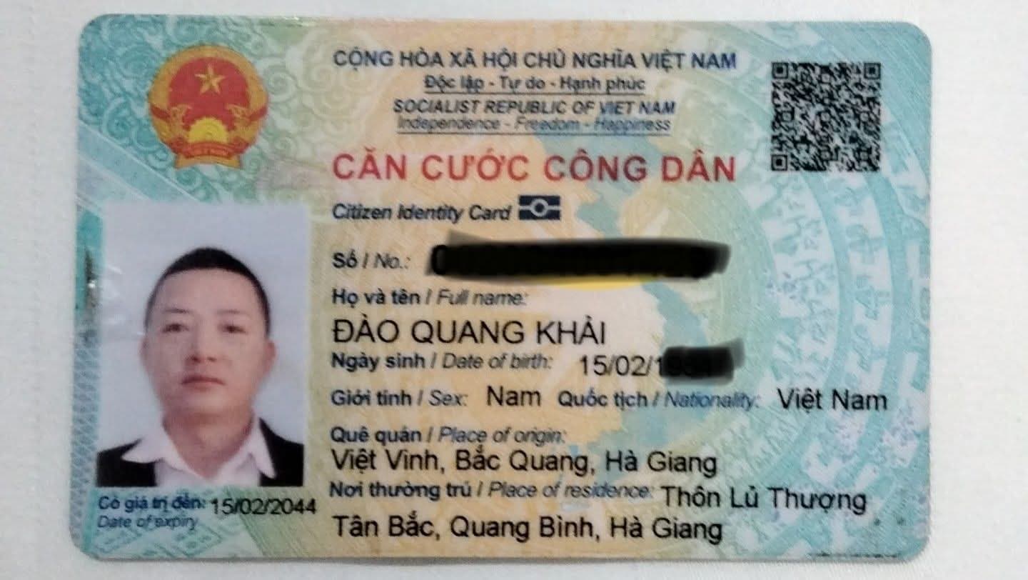 Rơi ví, giấy tờ tùy thân ĐÀO QUANG KHẢI 