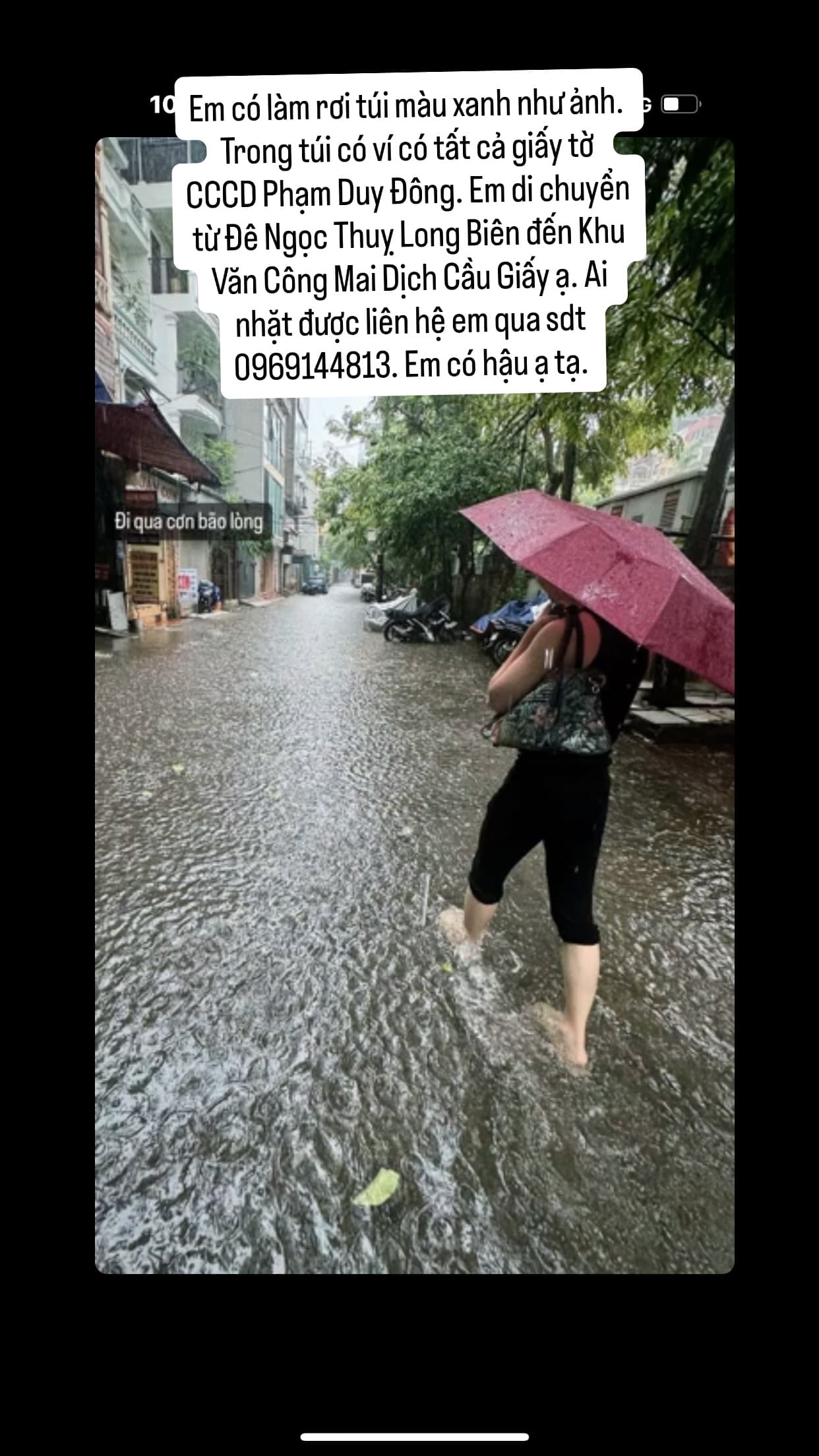 Rơi túi trong túi có ví tất cả giấy tờ đều mang tên Phạm Duy Đông 2005