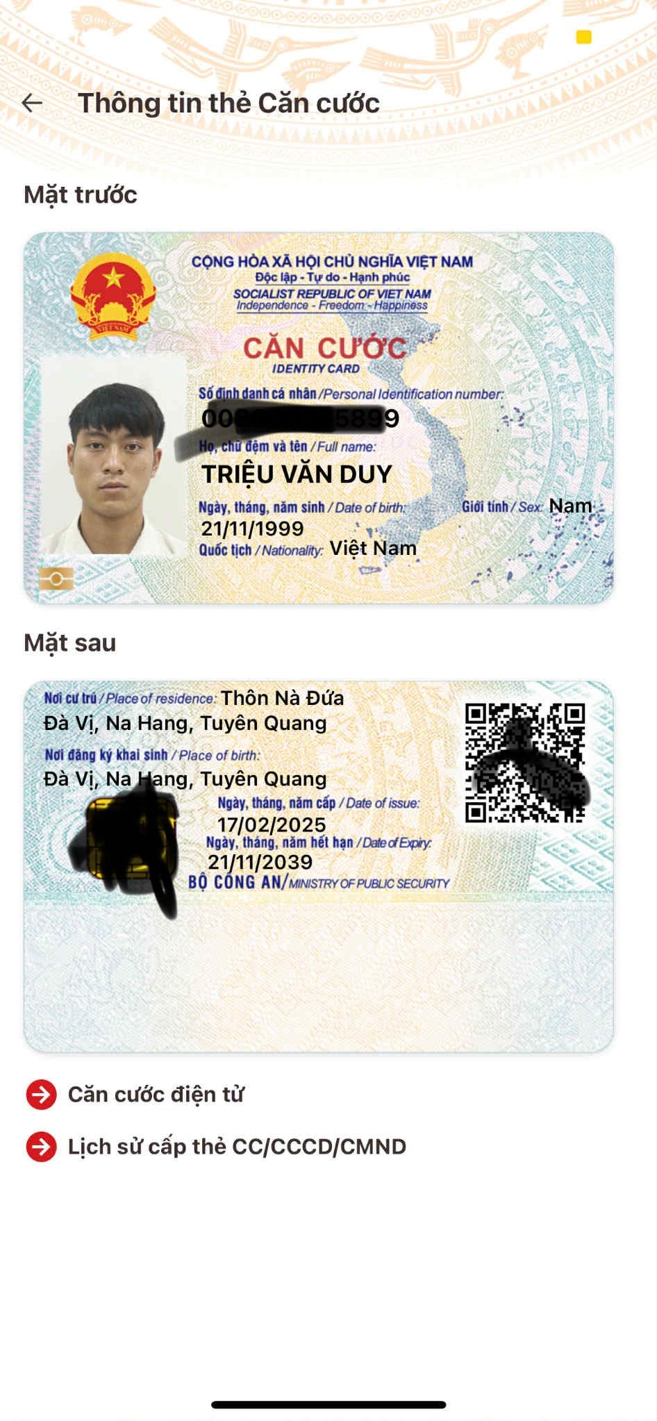 Rơi ví/căn cước công dân Triệu Văn Duy 1999 làm rơi từ Xã Bộc Bố về Xã Cao Minh