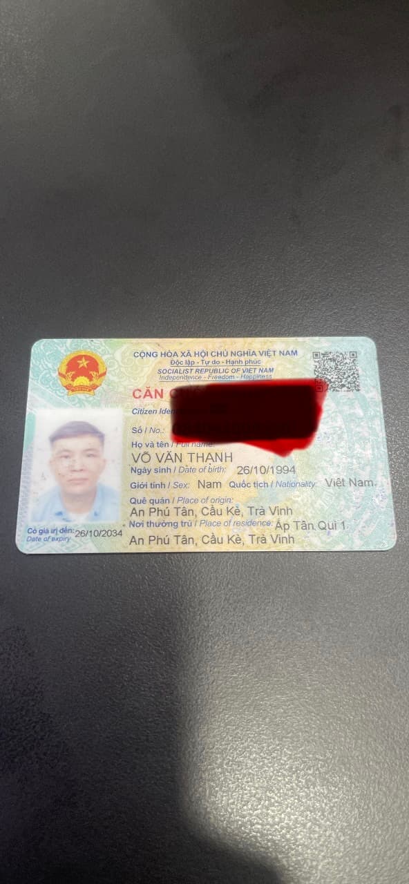 giấy tờ tùy thân Võ Văn Thạnh 1 9 94 rơi ở thành phố Hồ Chí Minh