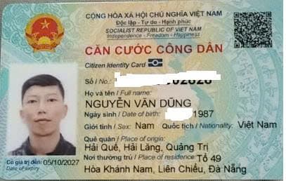 Rơi ví giấy tờ tùy thân Nguyễn Văn Dũng 1987  Quê quán Quảng Trị, thường trú Đà Nẵng
