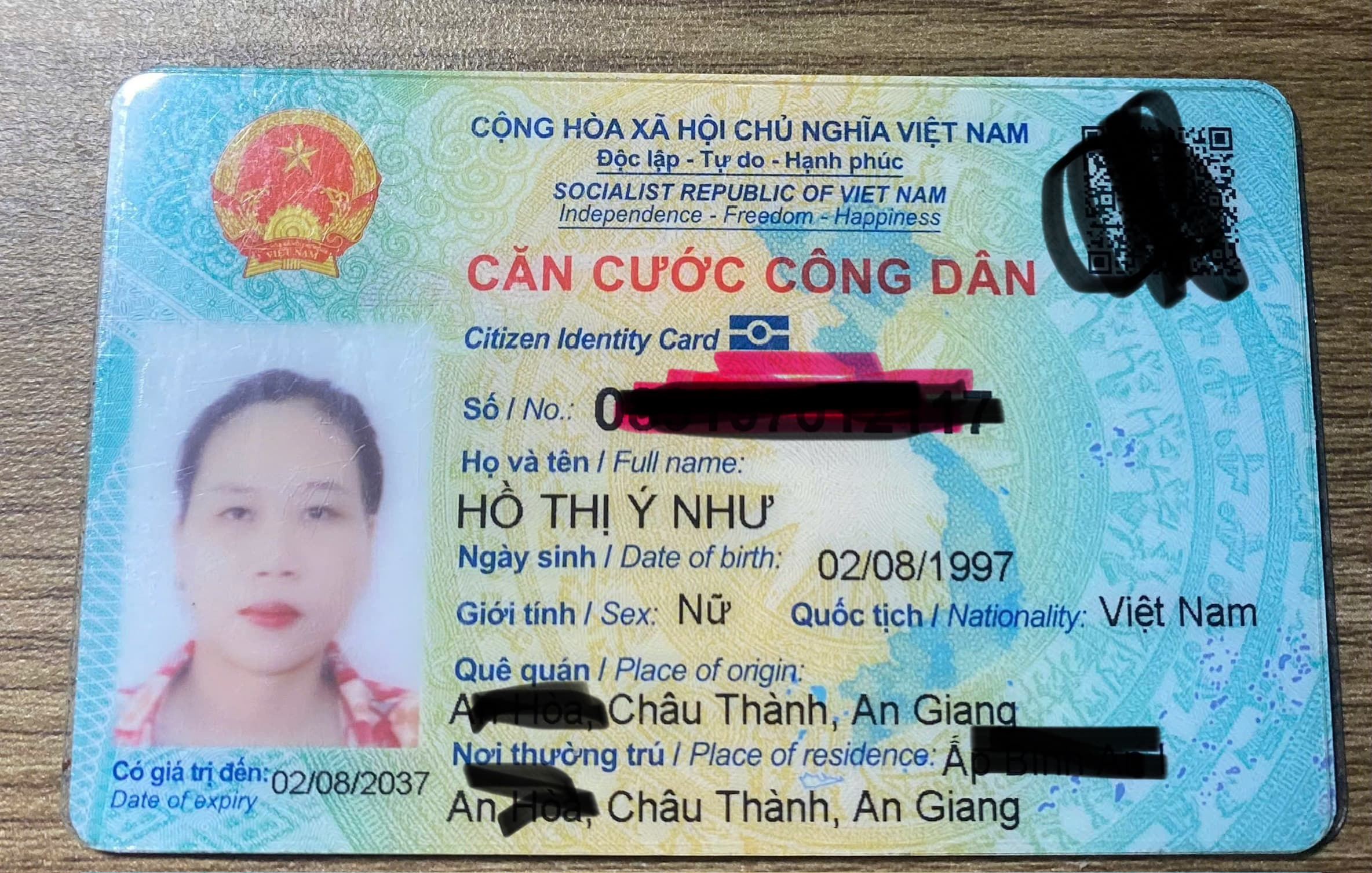 Em Rơi giấy tờ tên Hồ Thị Ý Như 1997