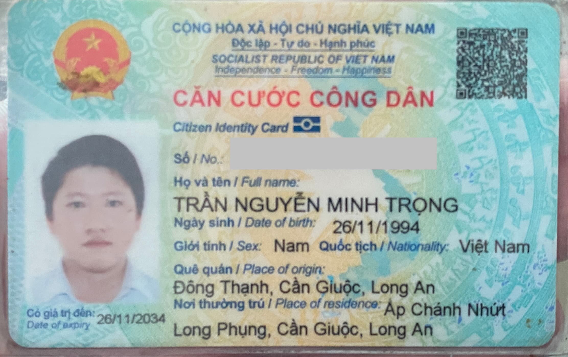 Rơi ví/giấy tờ tuỳ thân Trần Nguyễn Minh Trọng 1994