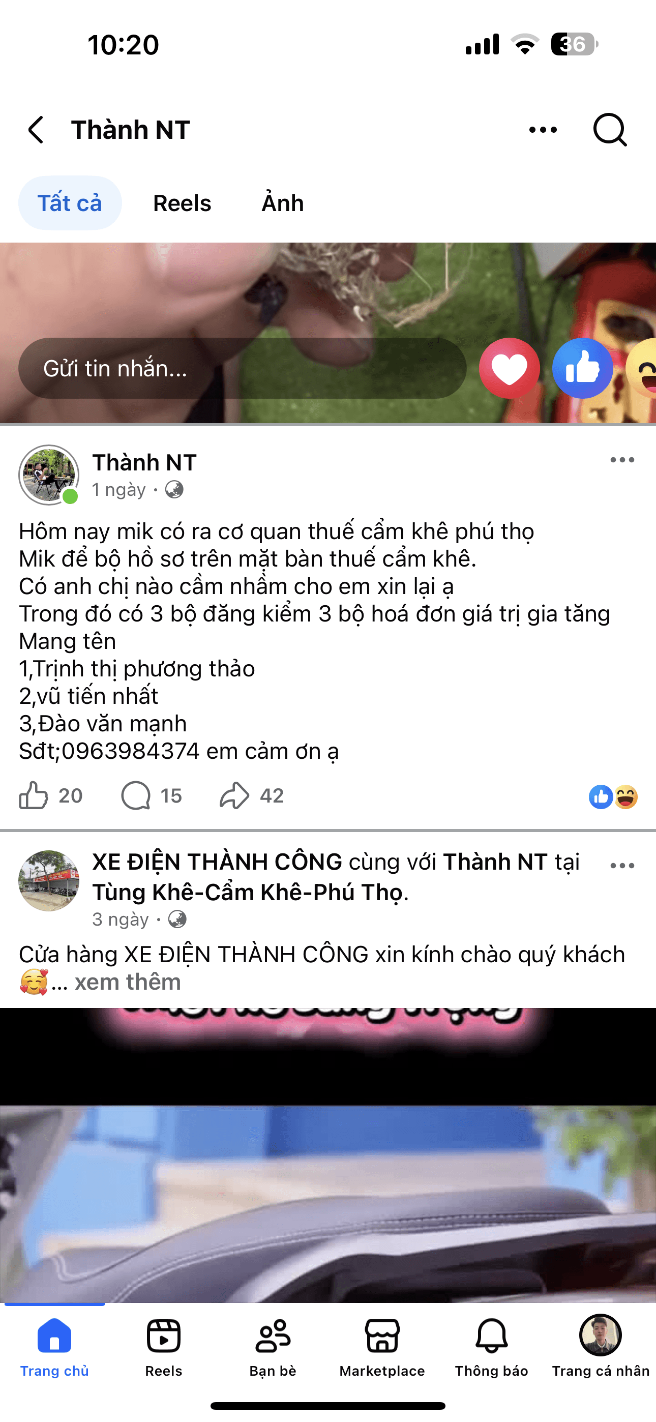 Rơi giấy tờ làm đăng kí xe ( thuế giá trị gia tăng - phiếu xuất xưởng)