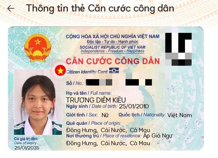 Rơi ví/ giấy tờ tùy thân. Trương Diễm Kiều 2010 ở Cà Mau 