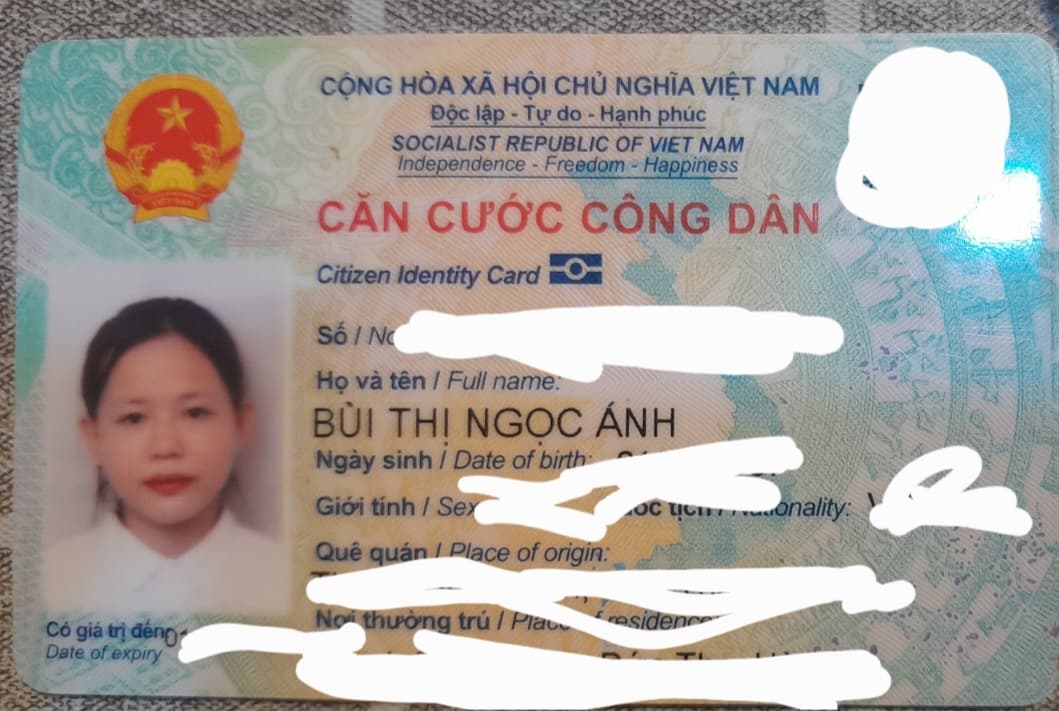 Rơi ví/ giấy tờ Bùi Thị Ngọc Ánh 2007 ở Hà Tĩnh
