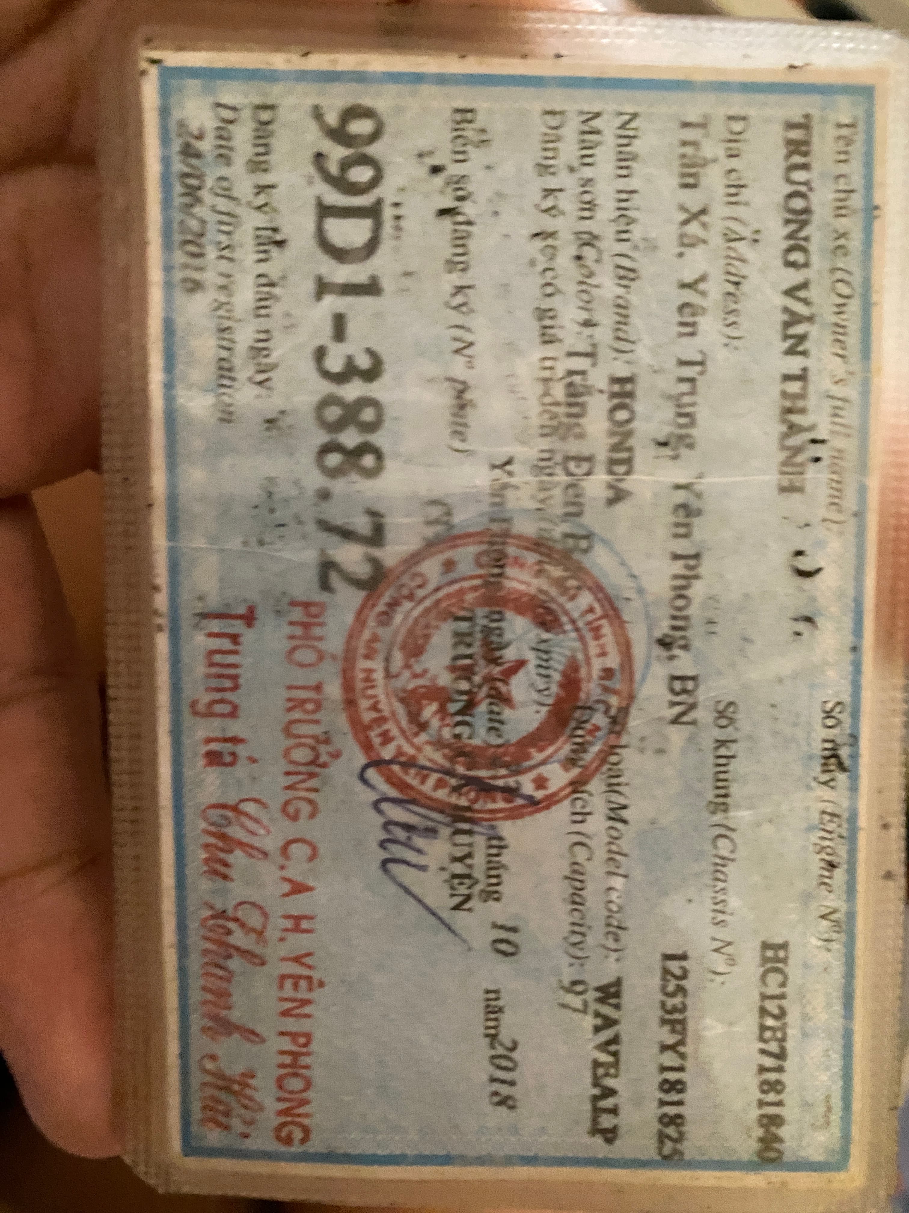 Rơi giấy tờ xe vực từ nam từ liêm về gia lâm