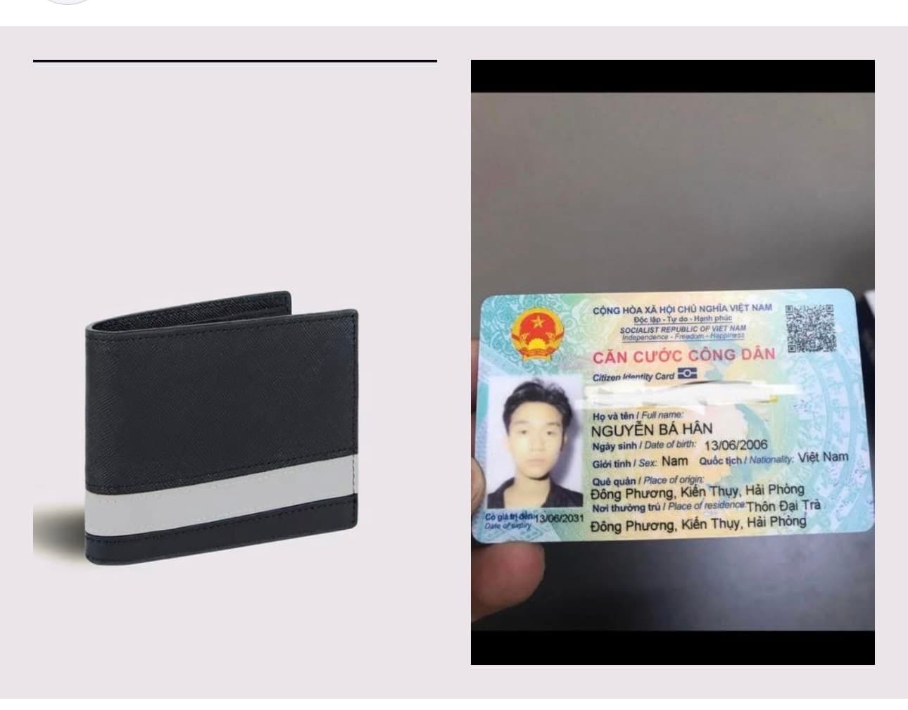 em đánh rơi ví bên trong có cccd và bằng lái xe ở Đa Phúc về Kiến Thuỵ