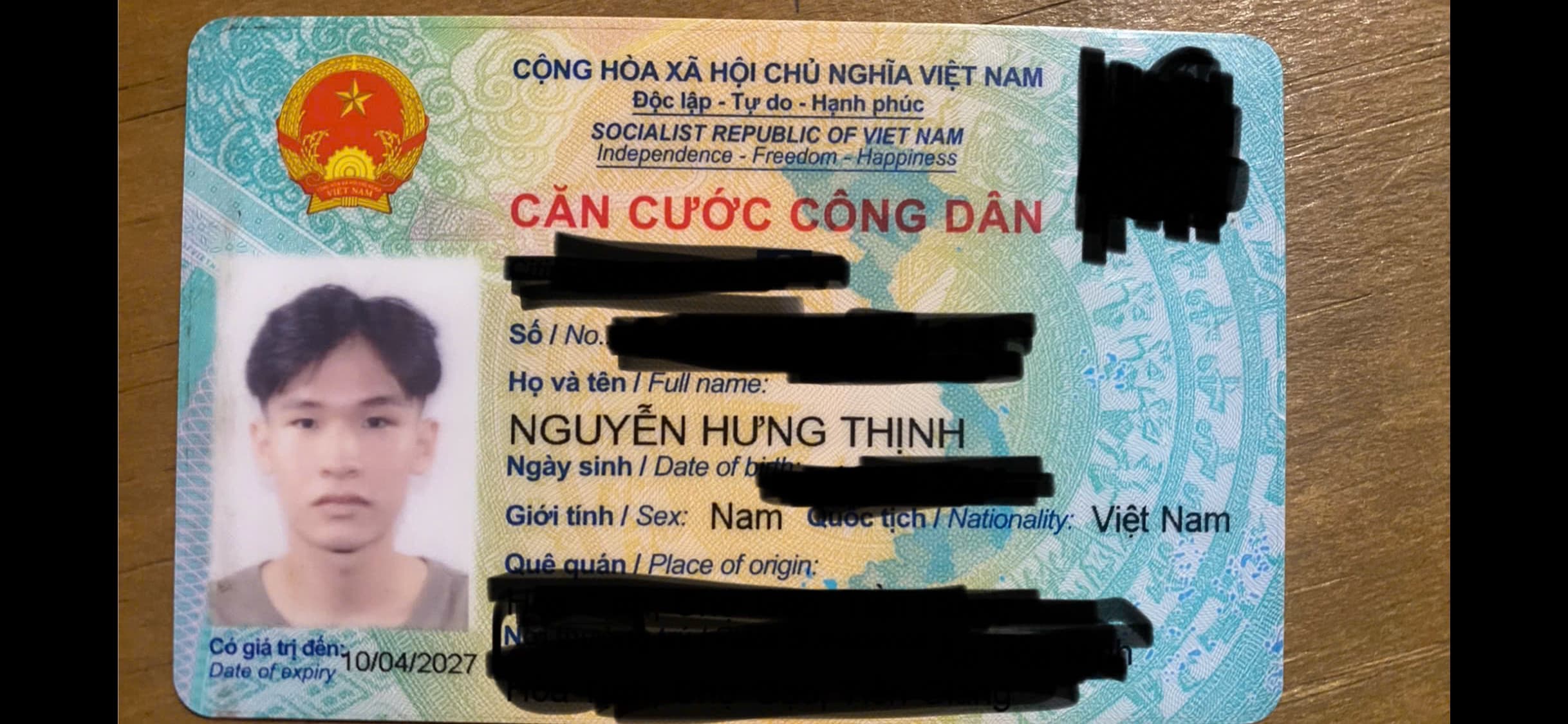 Rơi ví, giấy tờ tùy thân Nguyễn Hưng Thịnh 2002 ở Thủ Đức, Tp.HCM