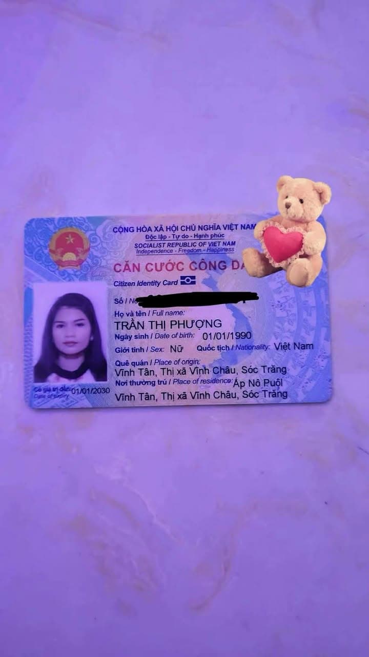 Mất cccd tuỳ thân TRẦN THỊ PHƯỢNG 1990 Sóc Trắng