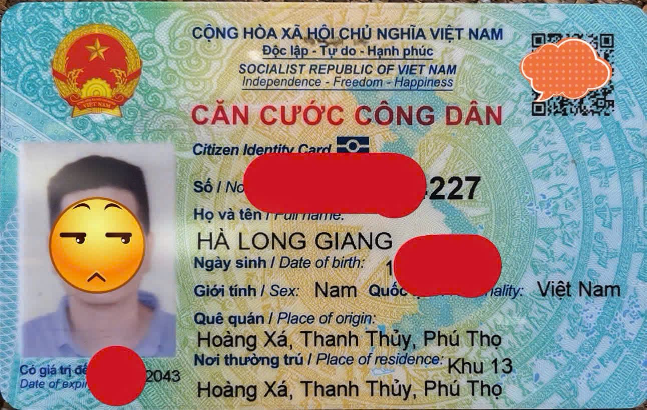 Rơi ví/giấy tờ tuỳ thân Hà Long Giang - 1983  rơi ở Vincom Plaza Việt Trì - Phú Thọ
