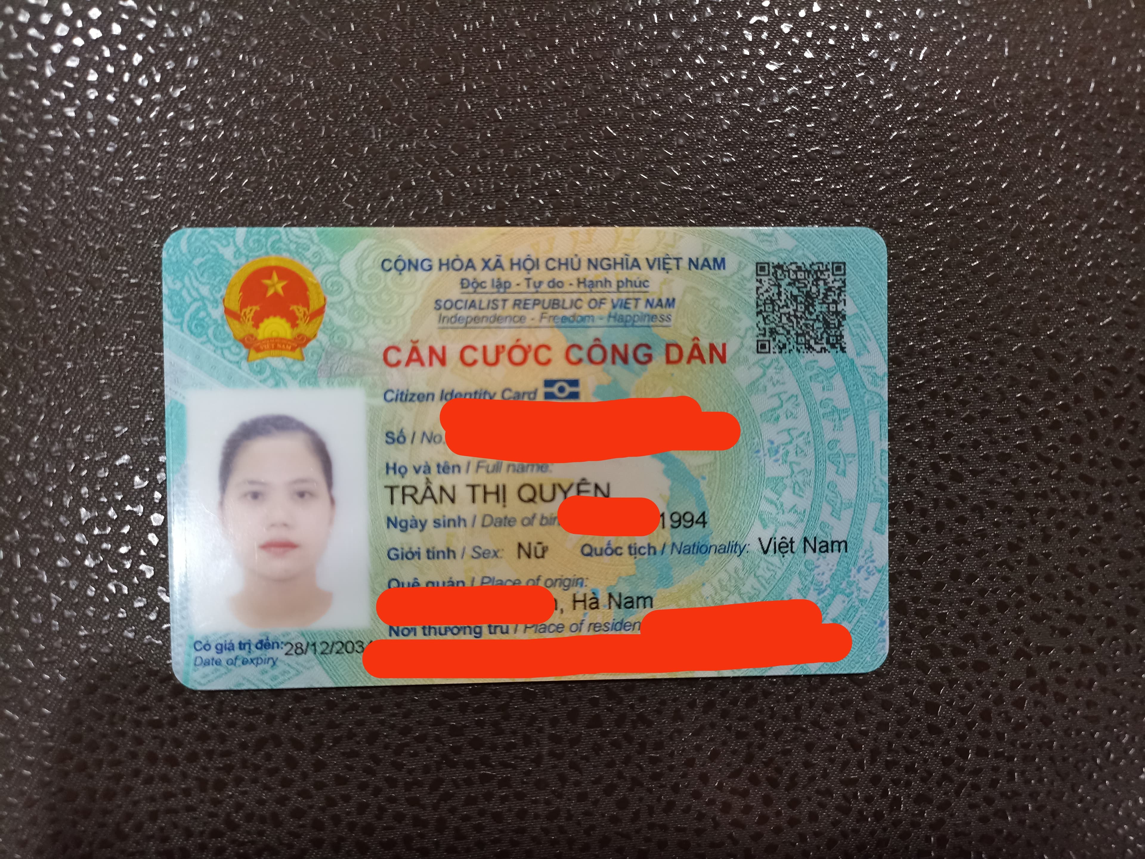 Rơi giấy tờ tên Trần Thị Quyên ở quận Bình Tân