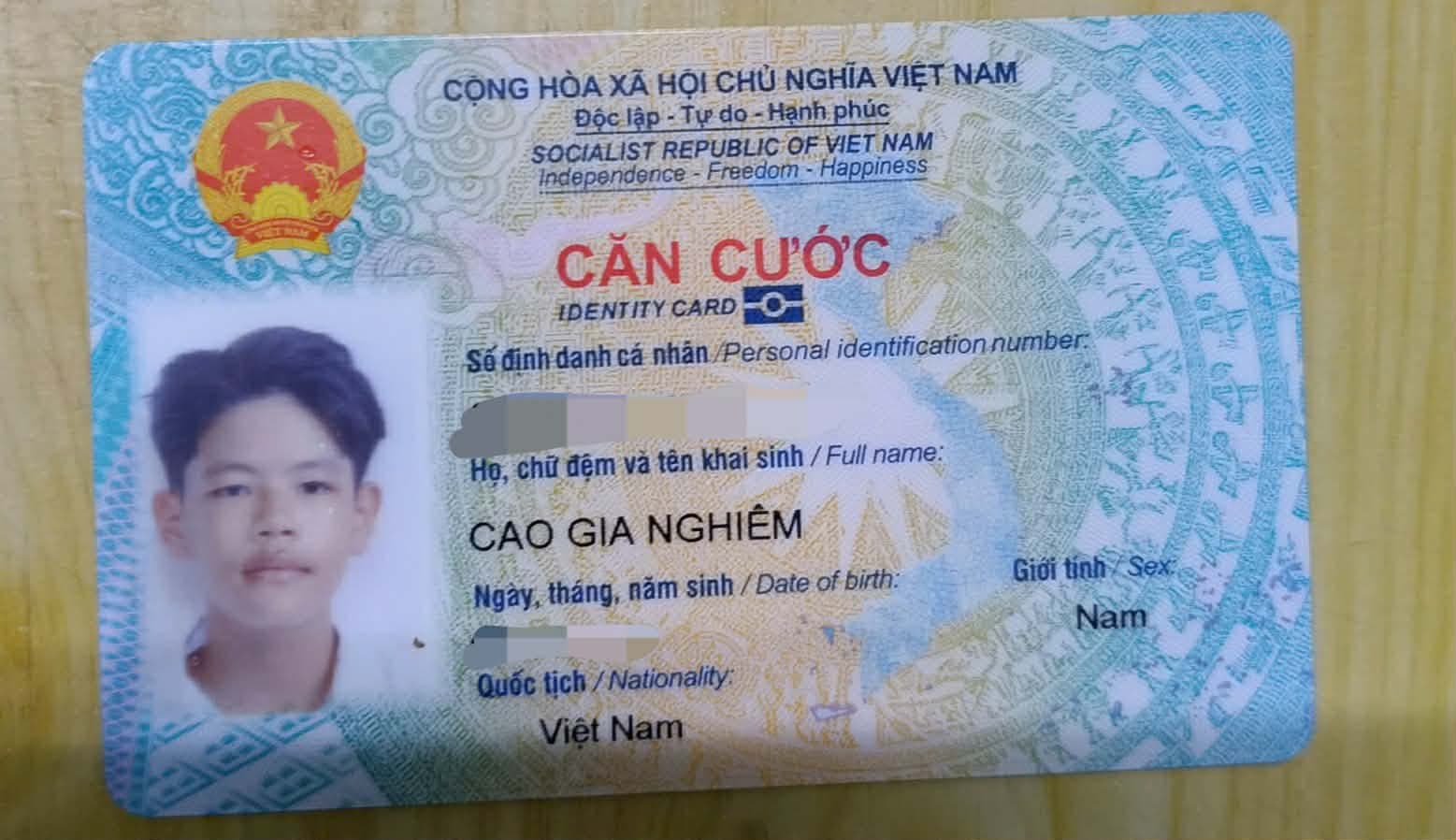 Rơi ví,giấy tờ tùy thân Cao Gia Nghiêm ở Đồng Tháp(Tiền Giang cũ)