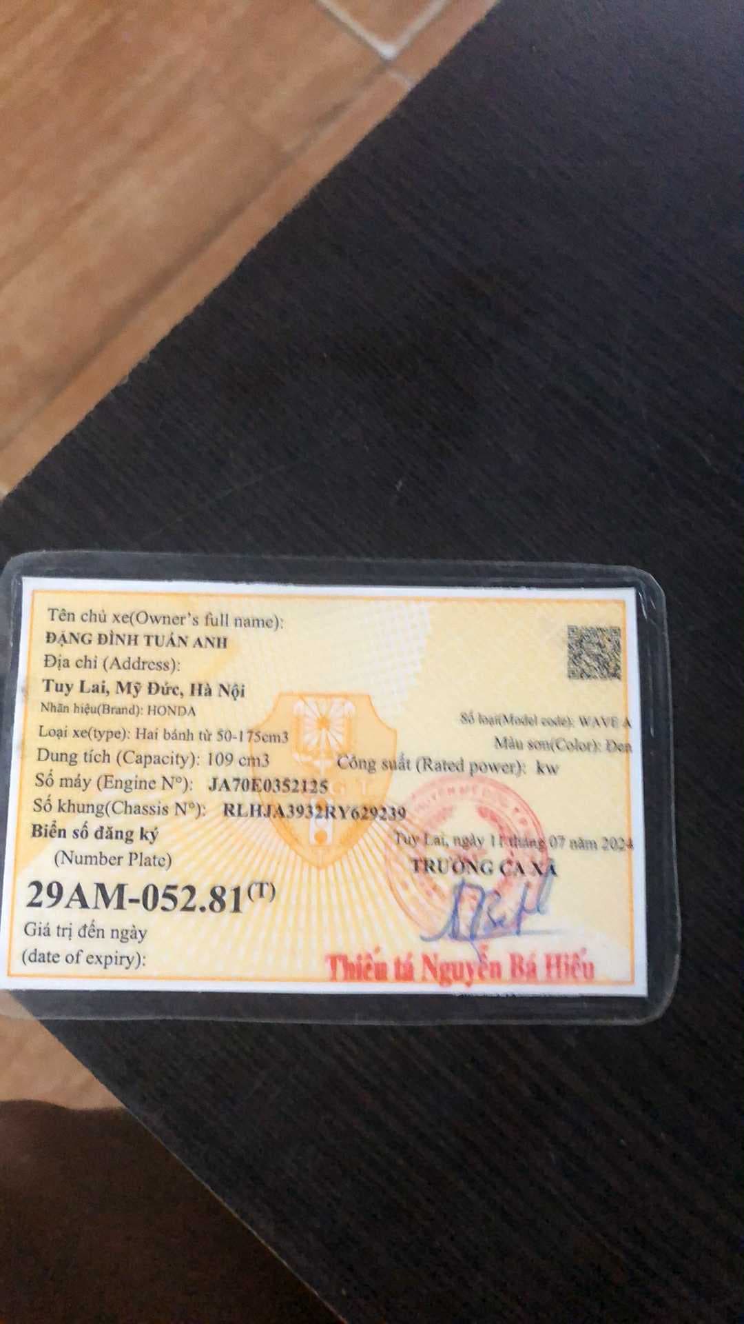 Tìm xe Wave đen nhám đời 2024 biển số 29AM-05281