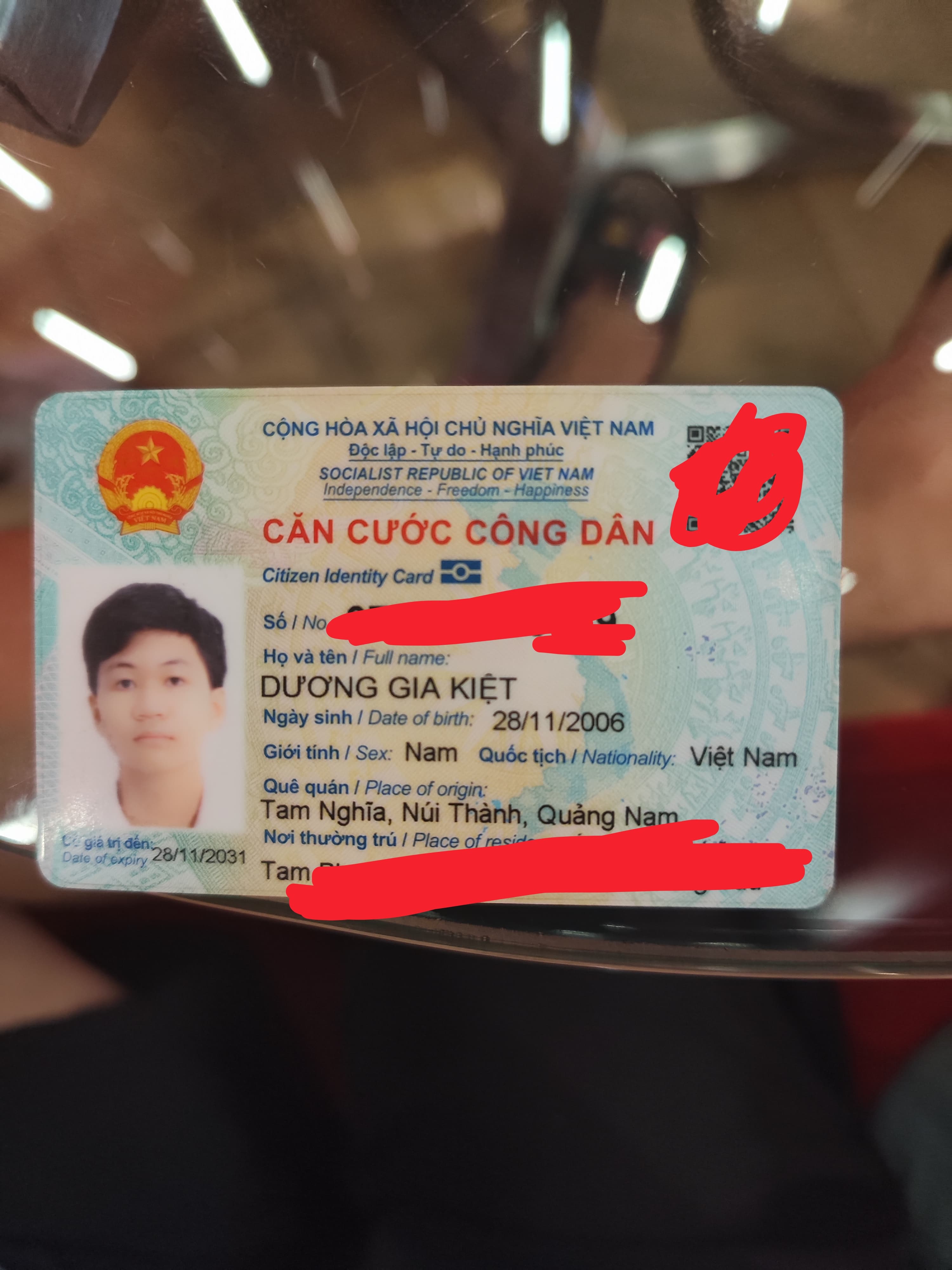 Rơi ví, CCCD Dương Gia Kiệt 2006 ở TpHCM