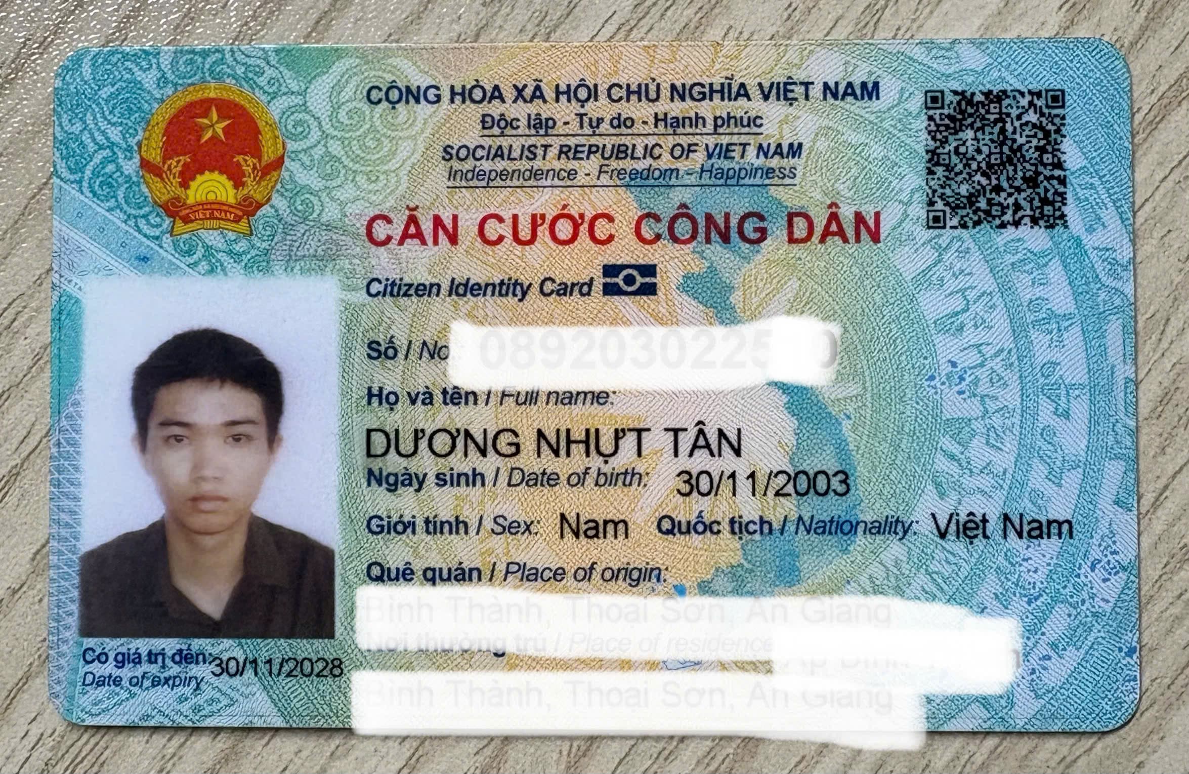 Rơi ví/giấy tờ tuỳ thân Dương Nhựt Tân 2003 rơi ở Hồ Chí Minh
