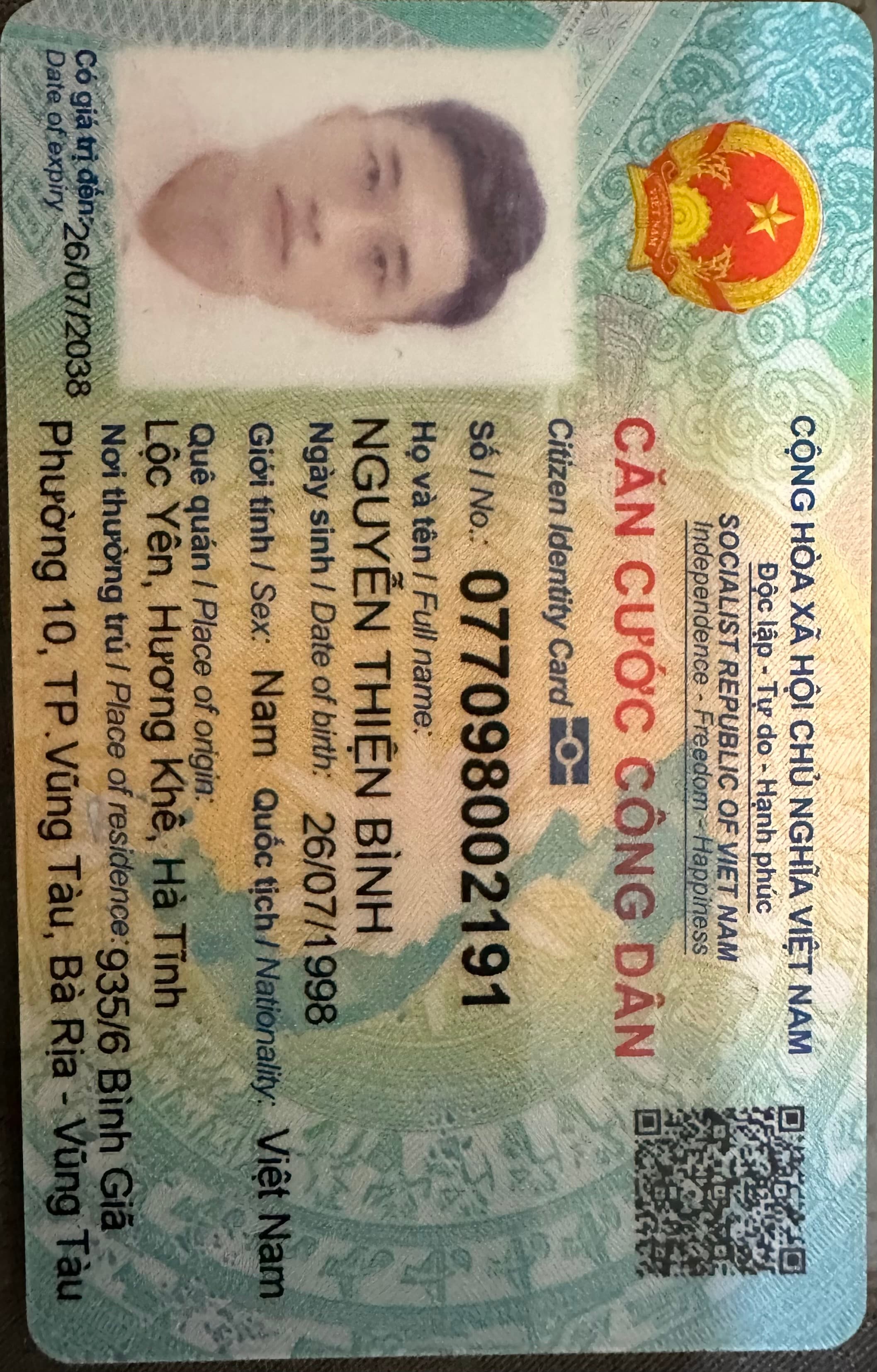 Rơi ví Nguyễn Thiện Bình 1998 ở Hồ Chí Minh khu vực bệnh viện nhi đồng thành phố