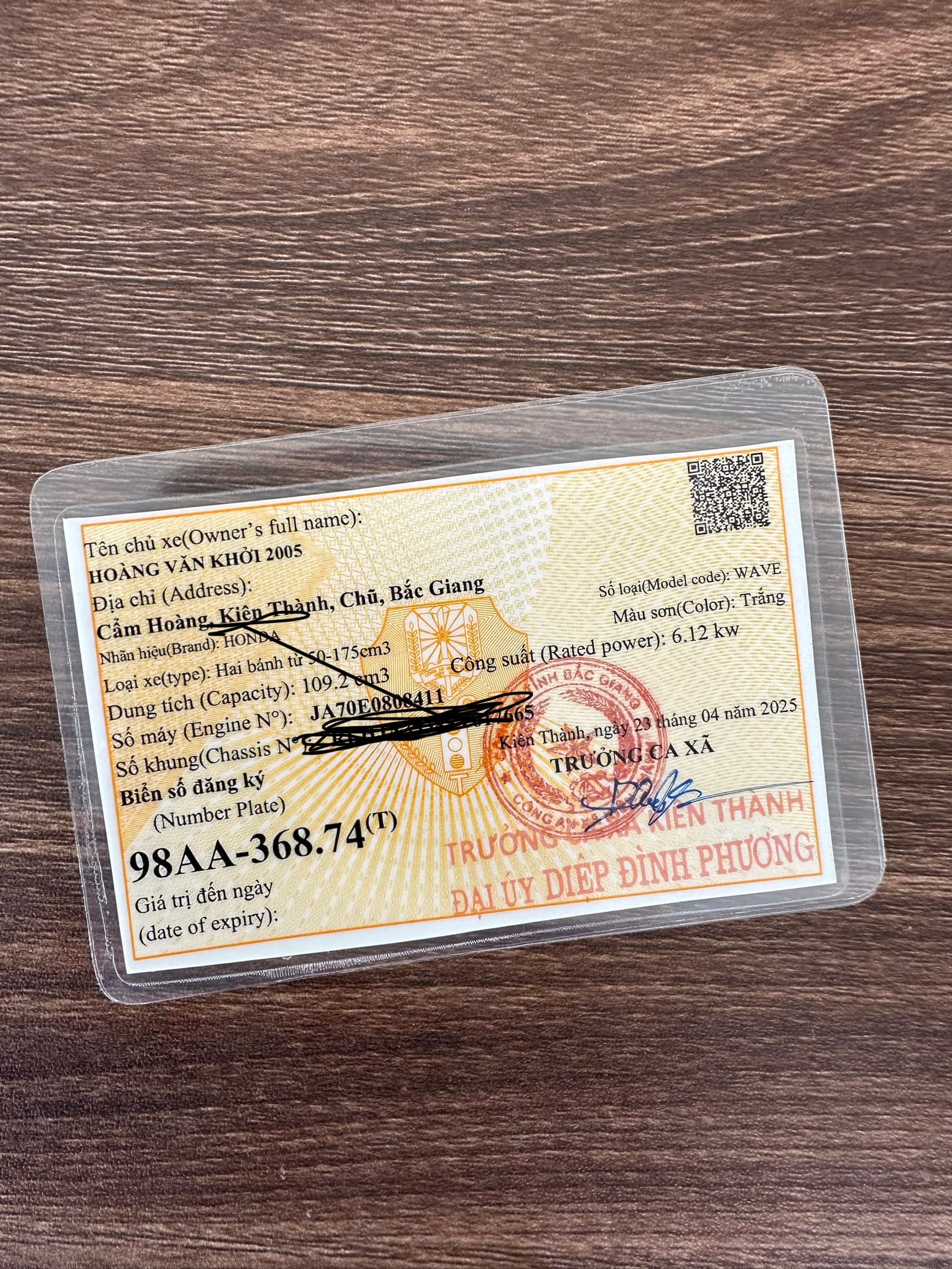 Hoàng Văn Khởi rơi cccd và đăng ký xe ở Bắc Giang
