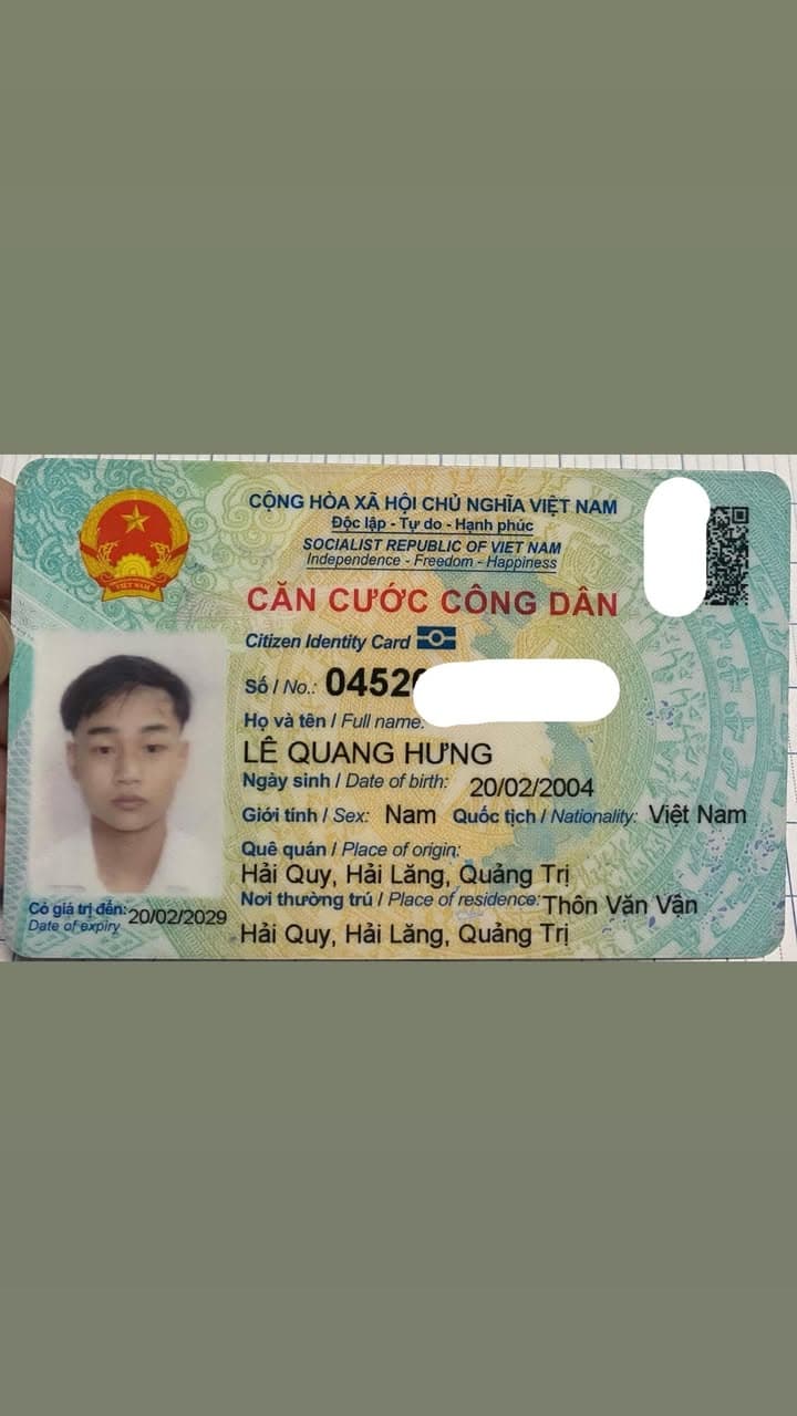 Em bị rơi ví màu đen nâu ở từ đoạn đường Hoàng Diệu tên Lê Quang Hưng