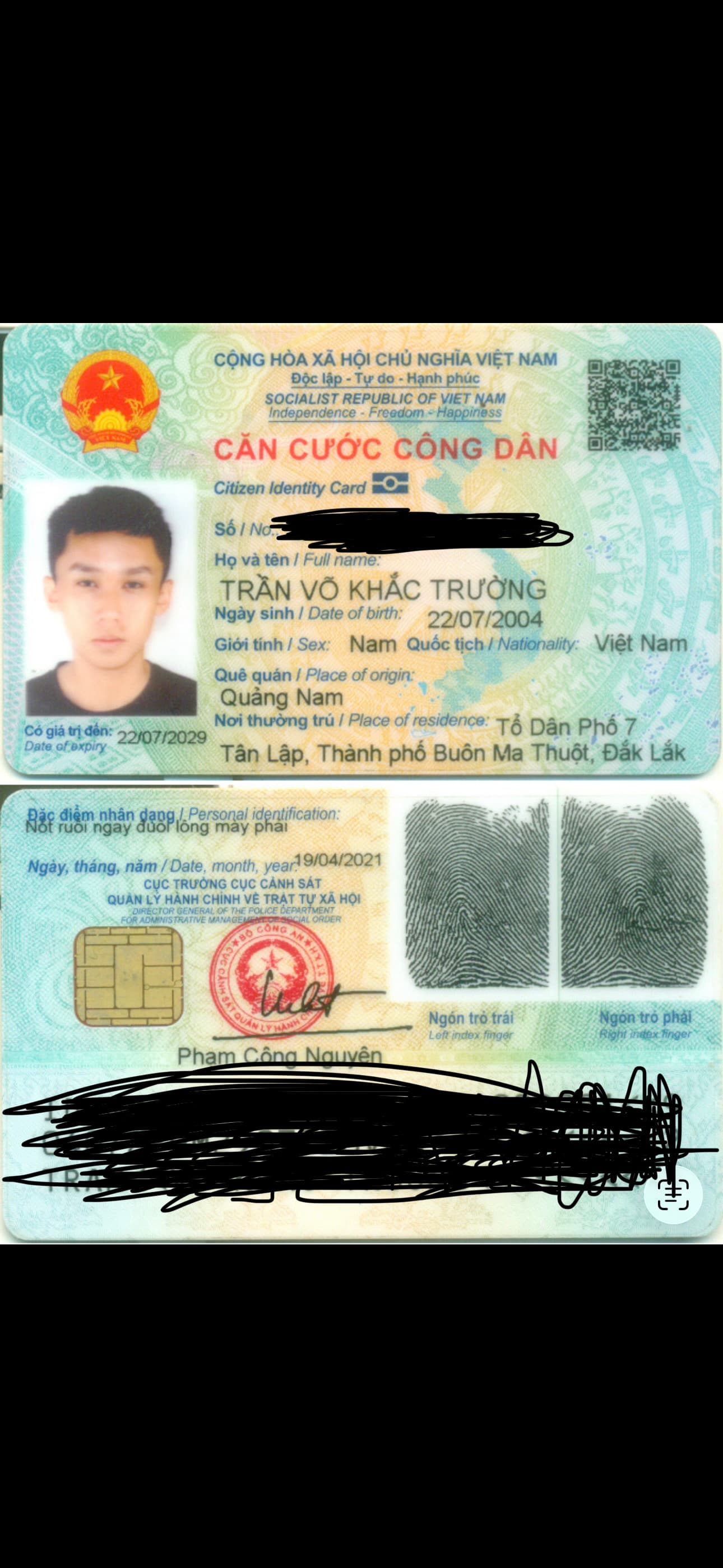 Rơi ví có giấy tờ tuỳ thân Trần Võ Khắc Trường rơi ở Buôn Ma Thuột