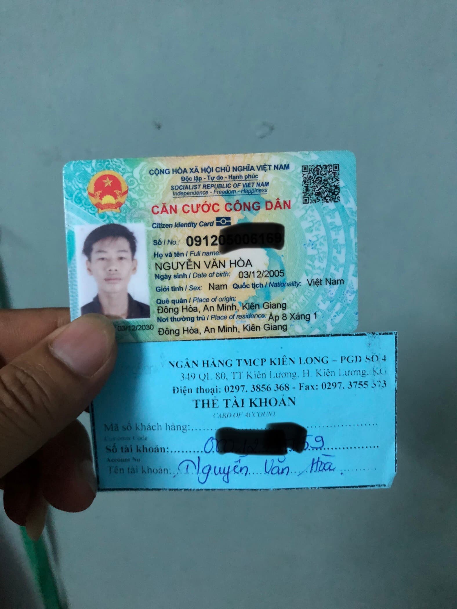 Nhặt được giấy tờ Nguyễn Văn Hoà tại Đồng Nai