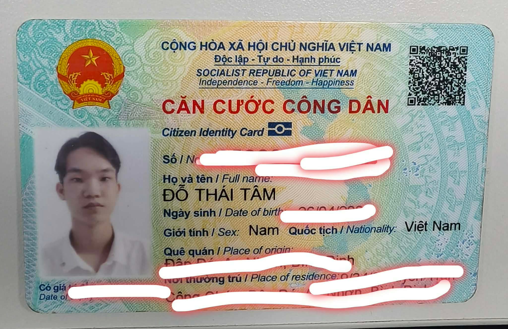 Rơi ví/giấy tờ tùy thân tên Đỗ Thái Tâm