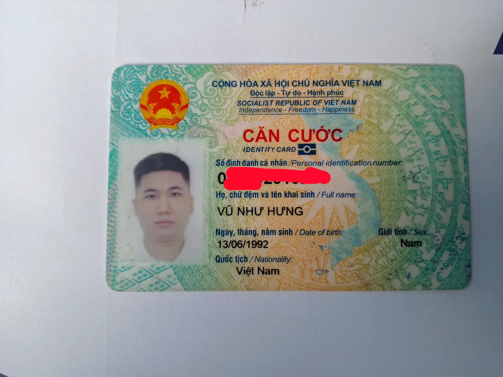 Rơi ví/giấy tờ tùy thân Vũ Như Hưng 1992 rơi ở Hà Nội