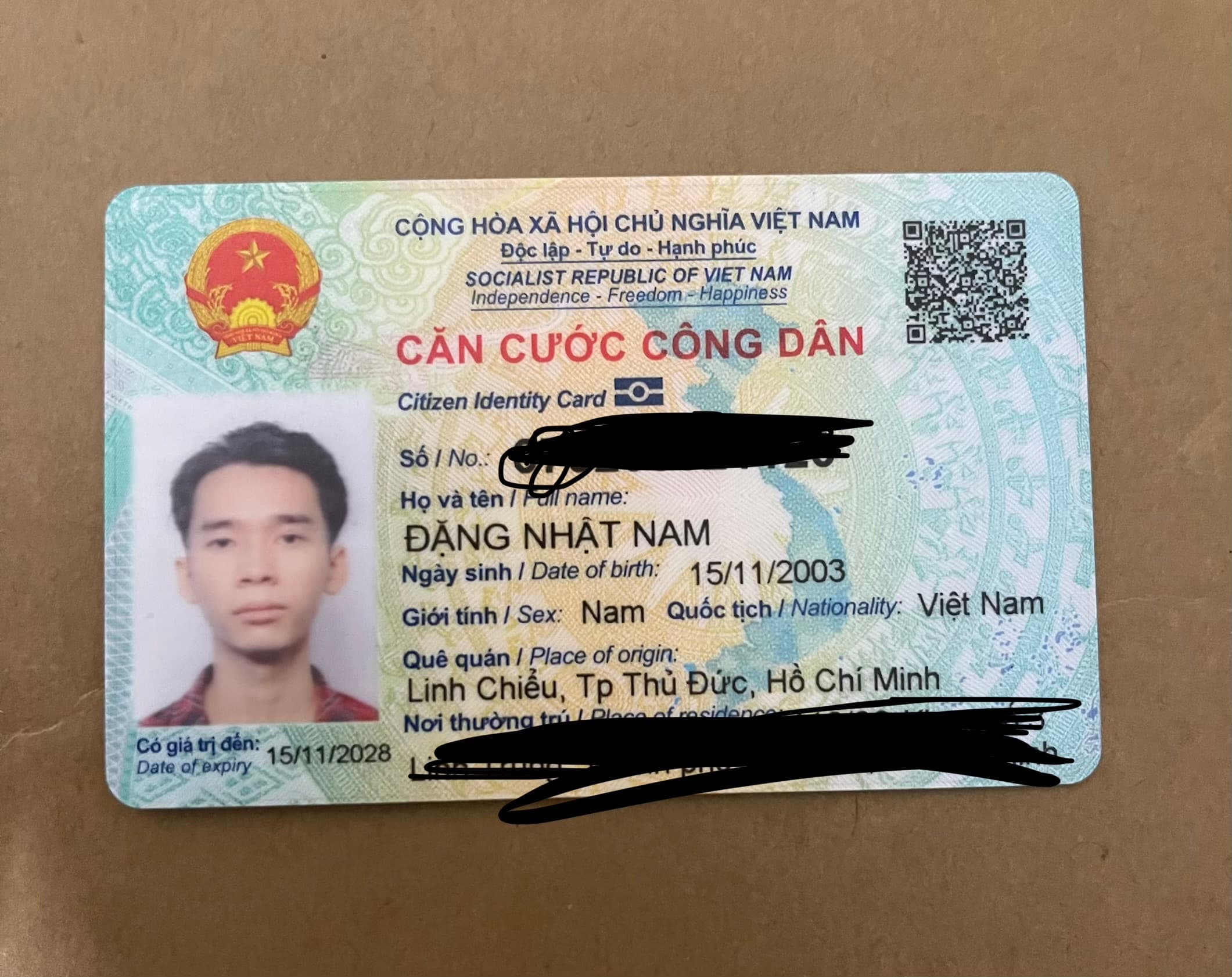 Rơi giấy tờ tùy thân Đặng Nhật Nam 2003 ở TPHCM 