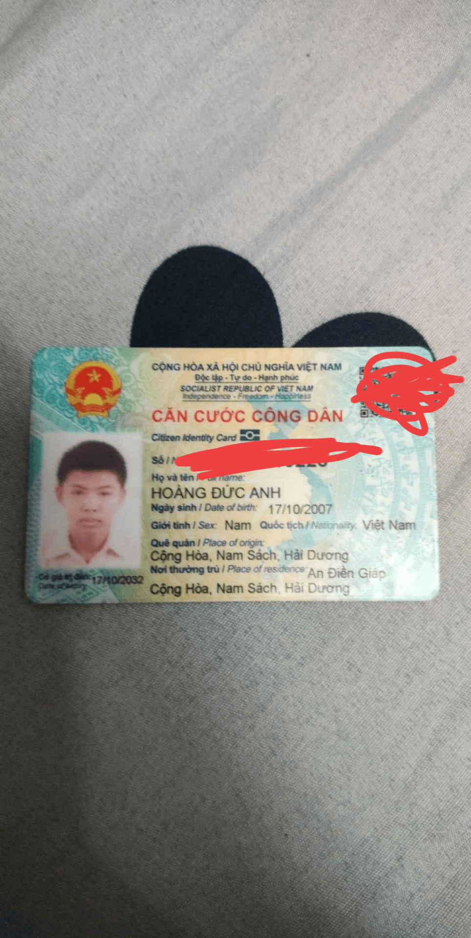 Rơi CCCD Hoàng Đức Anh rơi ở Hà Nội