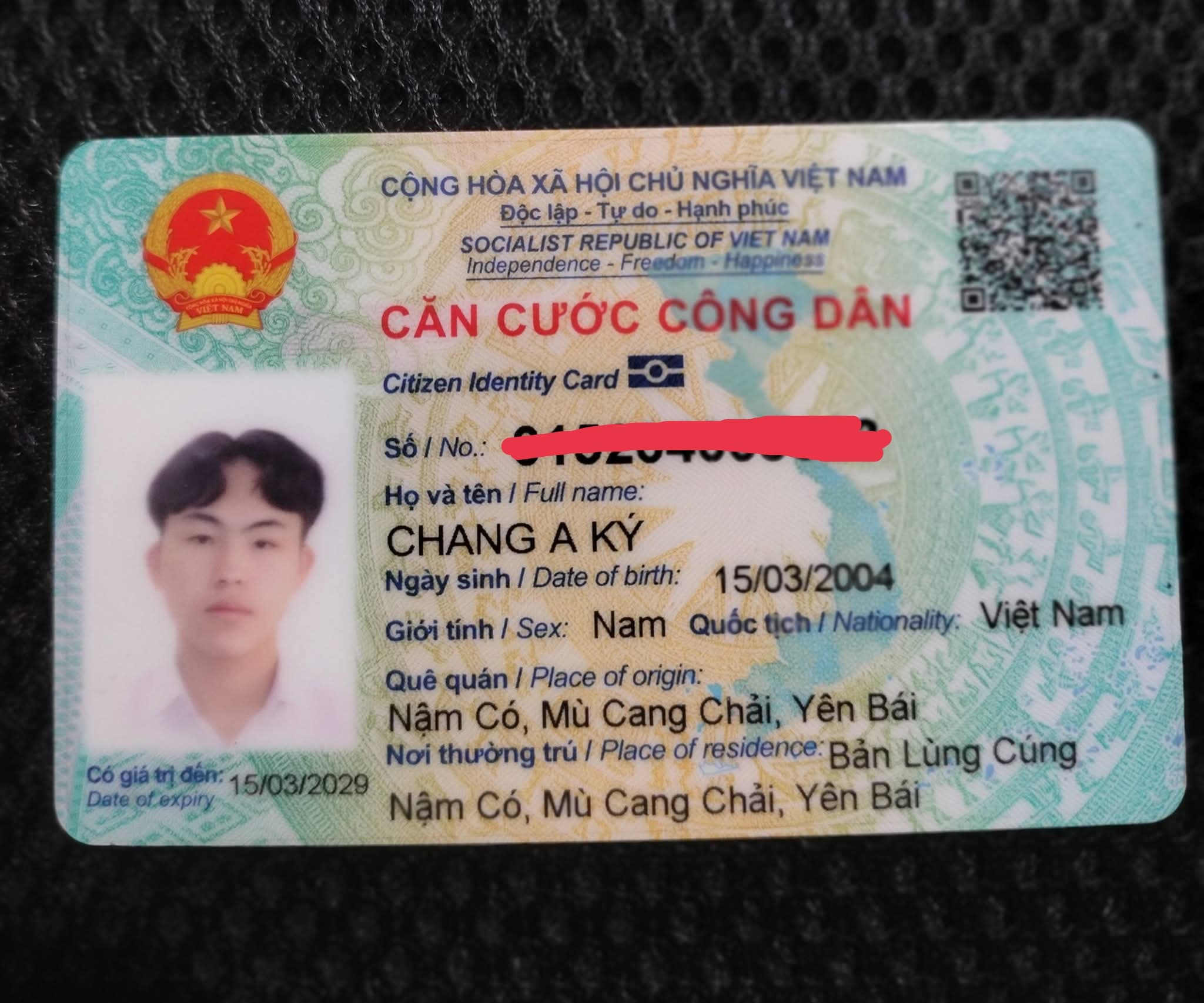 Rơi ví có giấy tờ tùy thân cccd:Chang A ký 2004 , đăng ký xe , ở sóc sơn Hà Nội 
