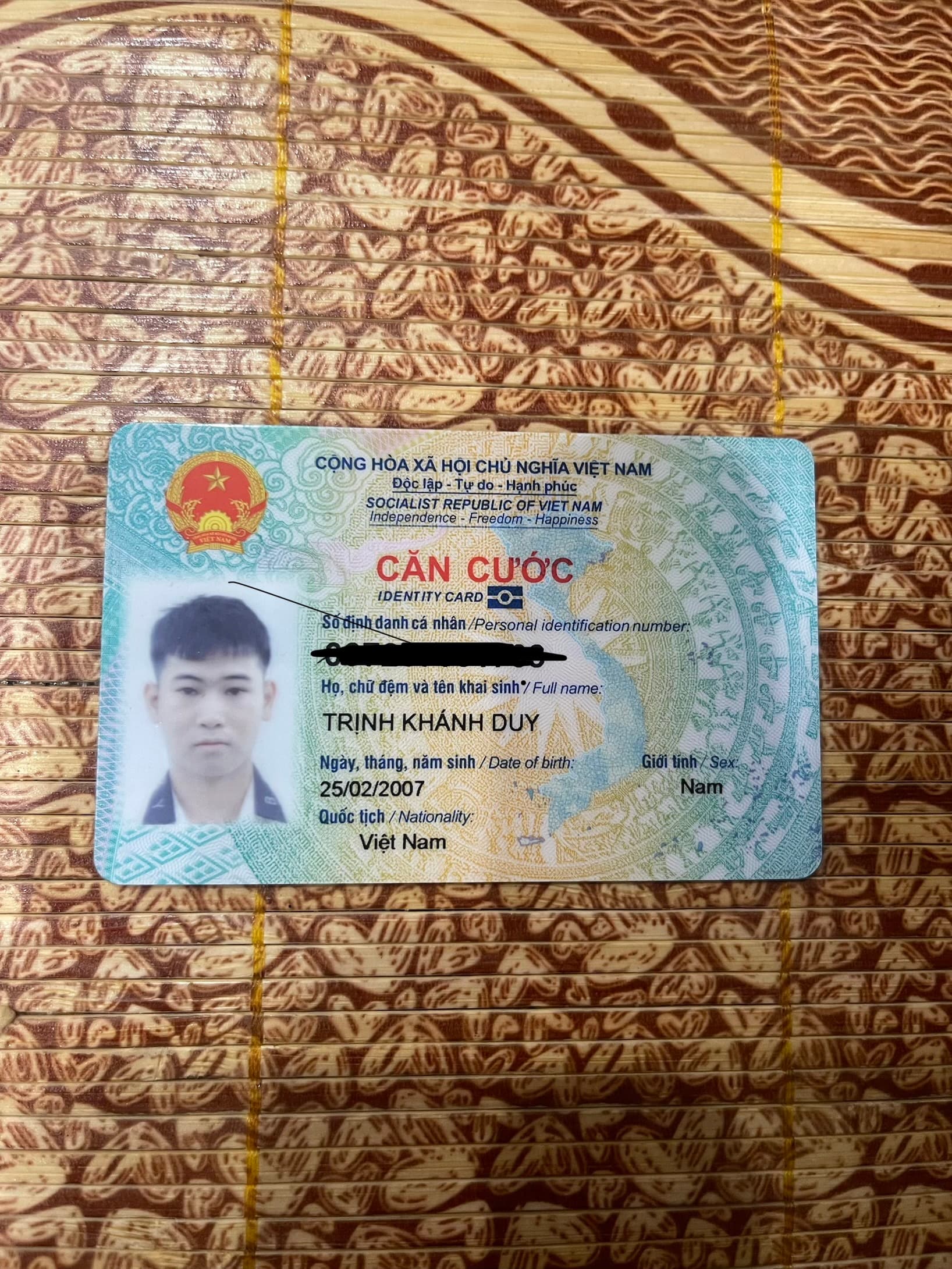 Rơi ví/giấy tờ Trịnh Khánh Duy 2007 rơi ở Hà Nội