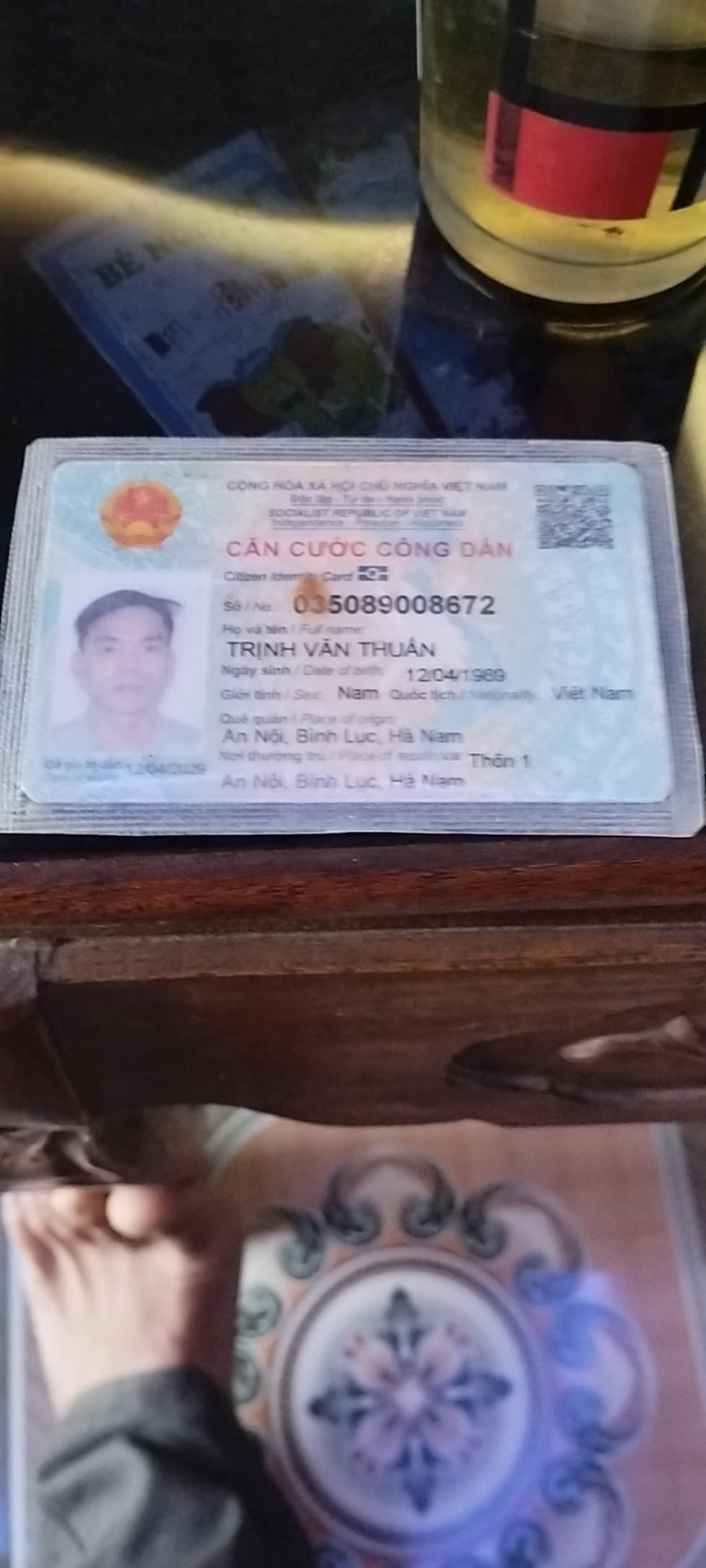 Mất giấy tờ.. Tên tôi là Trịnh Văn thuấn..