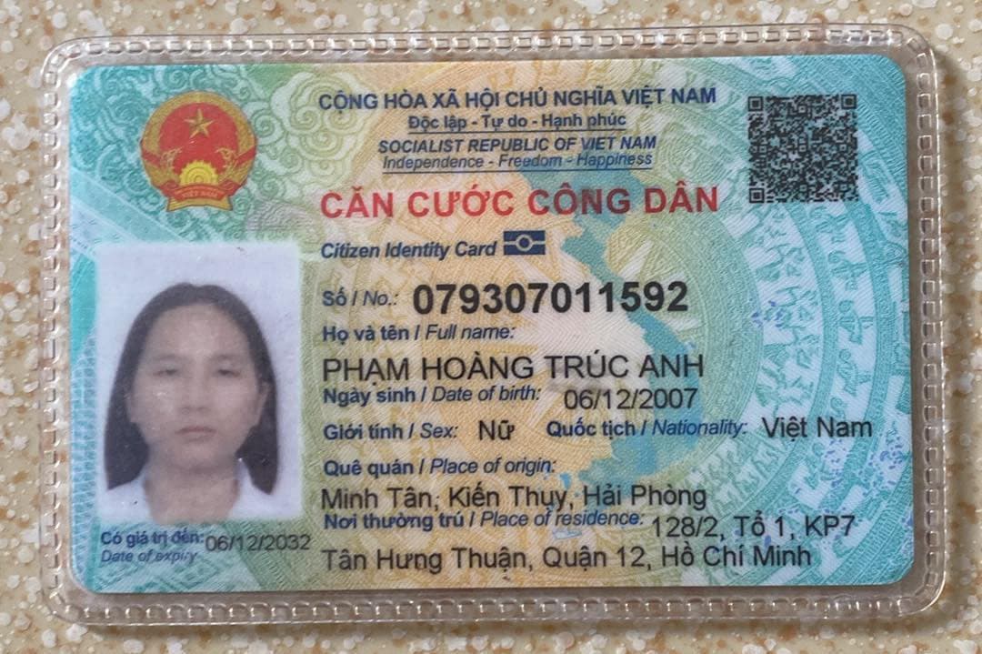 Rơi cccd Phạm Hoàng Trúc Anh 2007 rơi ở Hà Nội