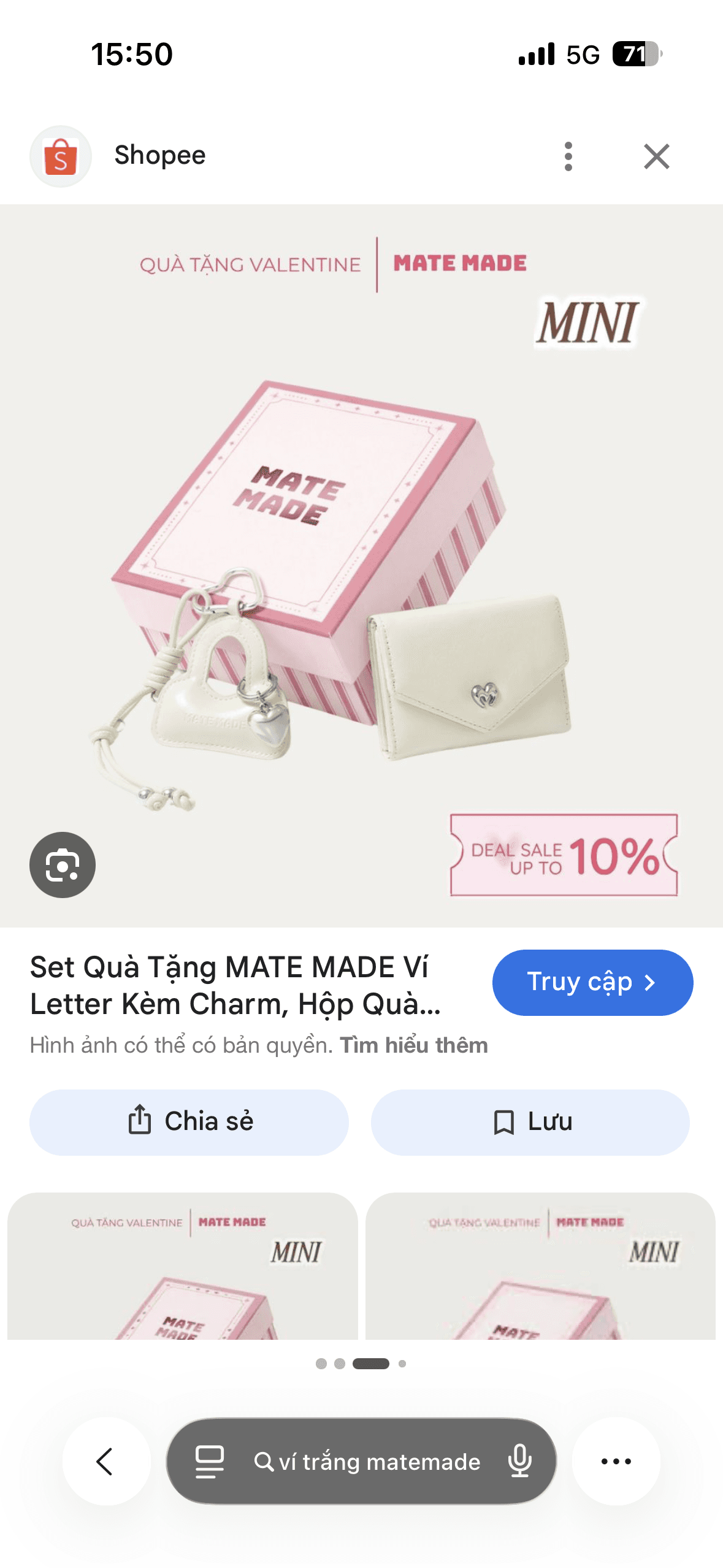 rơi cái ví trắng thương hiệu matemade màu trắng 