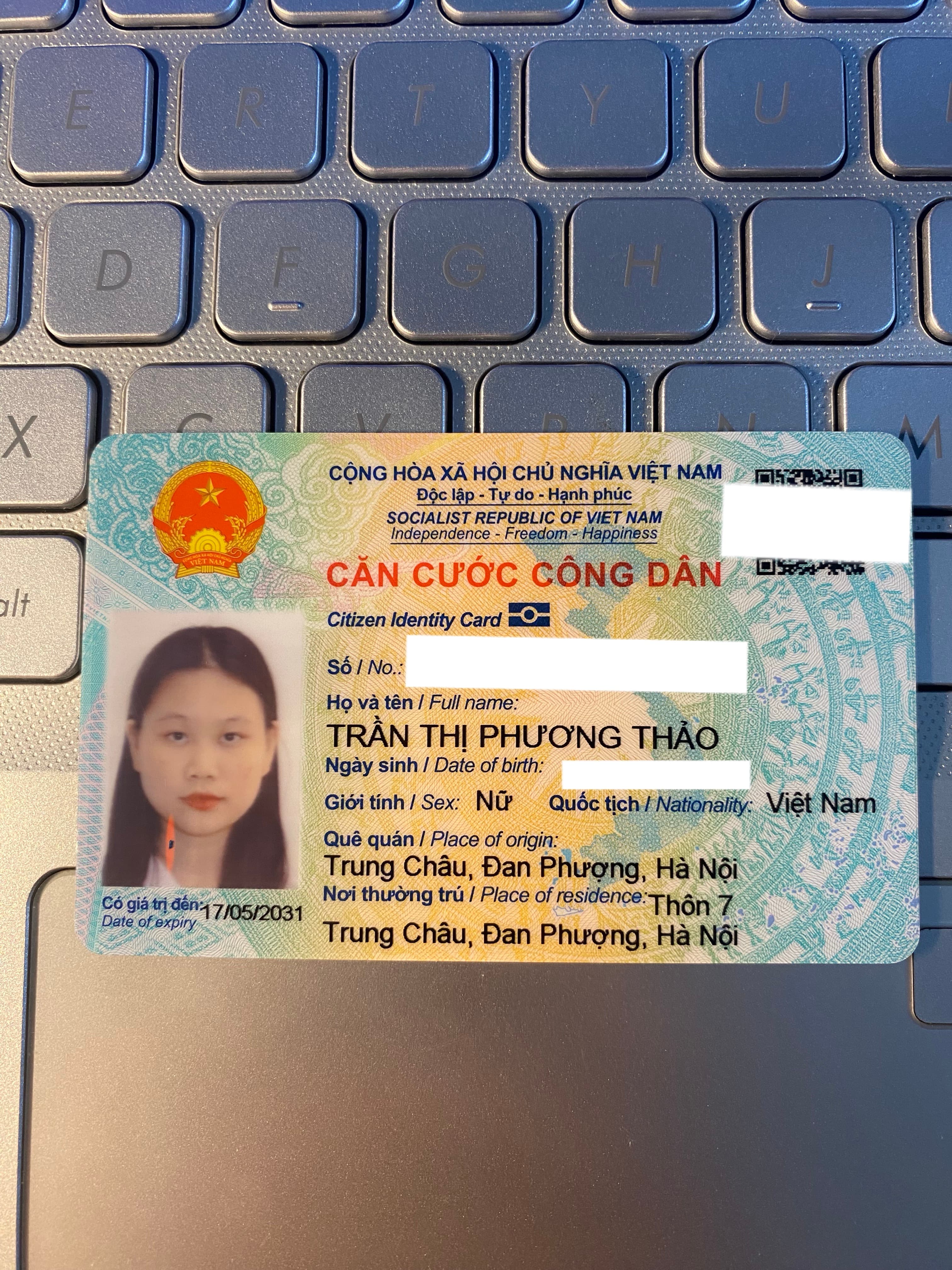 Rơi CCCD Trần Thị Phương Thảo 2006 rơi ở Cổ Nhuế Bắc Từ Liêm Hà Nội