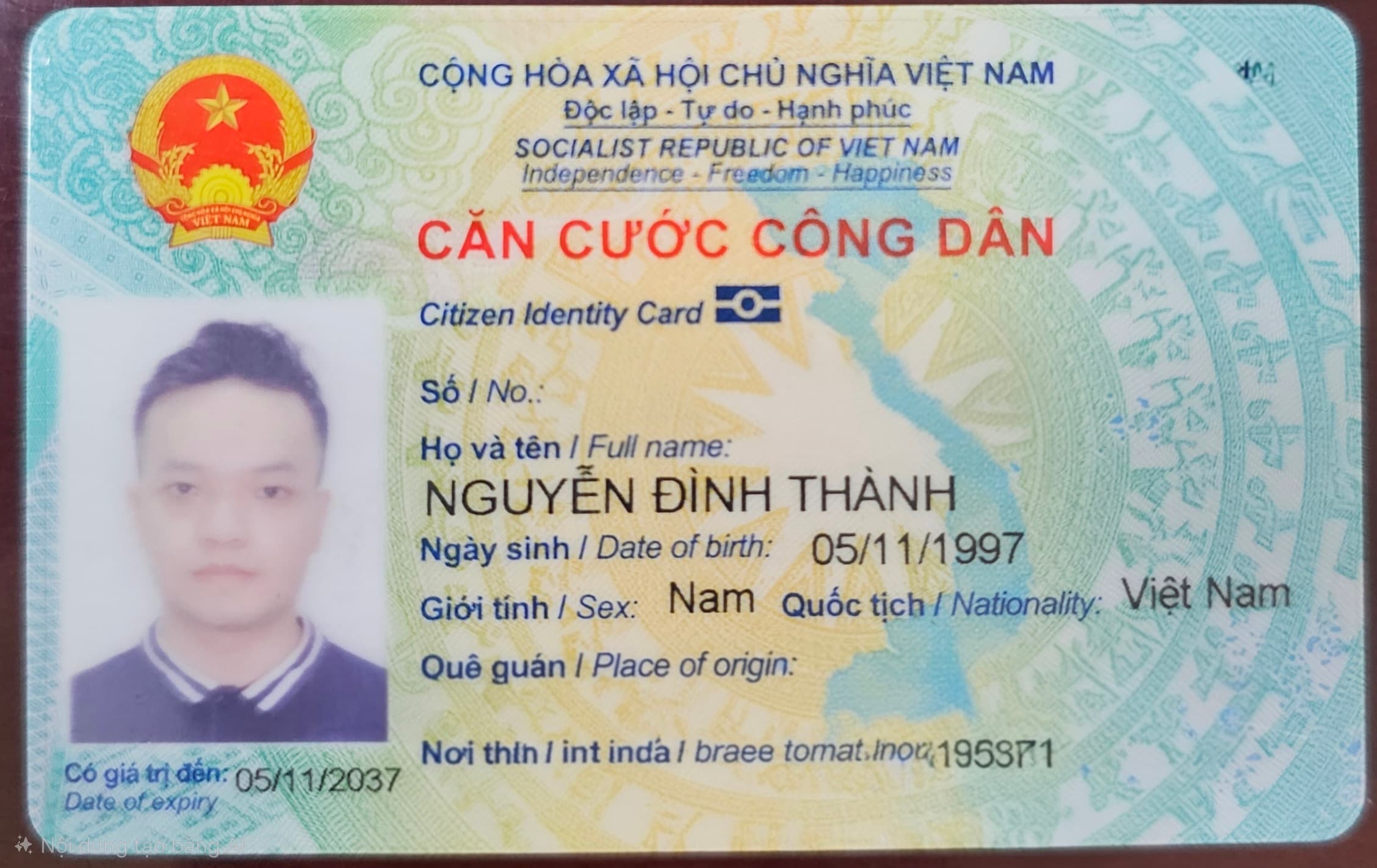 Rơi ví có giấy tờ tùy thân tên Nguyễn Đình Thành 1997 rơi ở thành phố Vinh, tỉnh Nghệ An cũ 