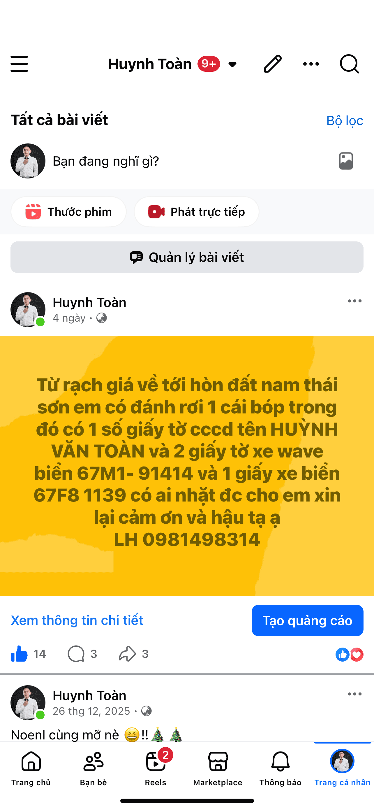 Tìm bóp giấy tờ hị đánh rơi