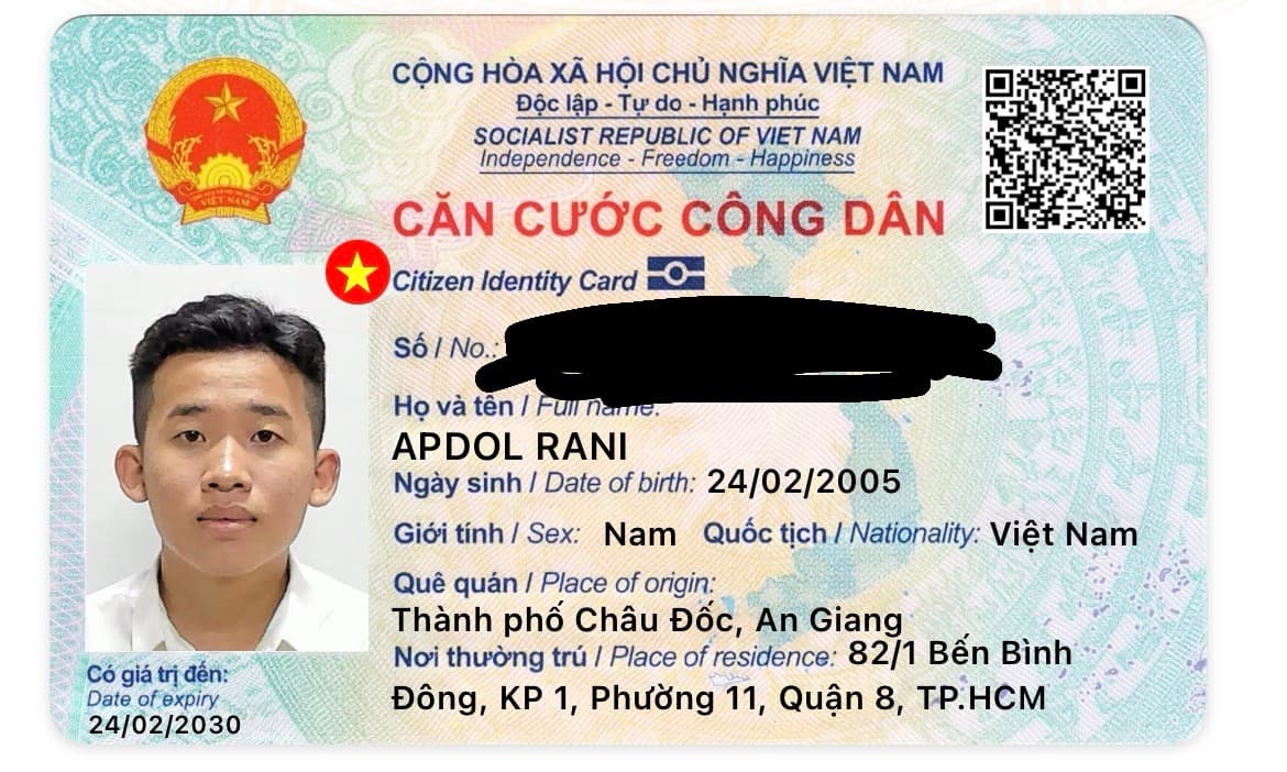 Rơi ví/cccd APDOL RANI rơi ở Vũng Tàu 