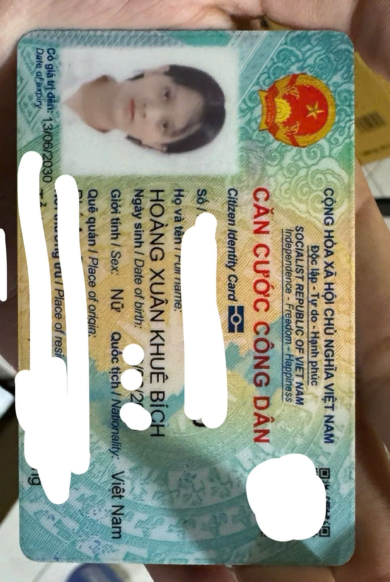 RƠI VÍ , CCCD Hoàng Xuân Khuê Bích, SN 2005