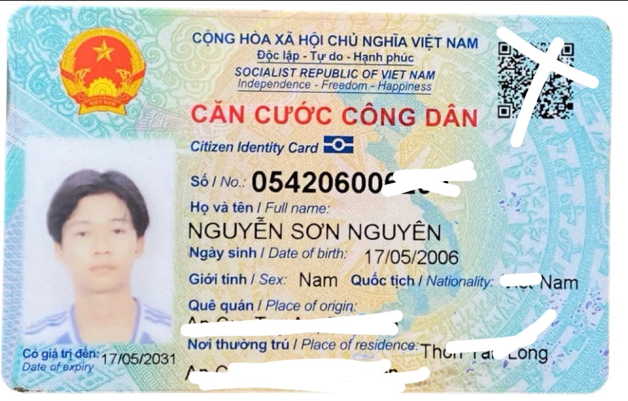 Rơi ví cccd Nguyễn Sơn Nguyên 2006 rơi ở Vũng Tàu