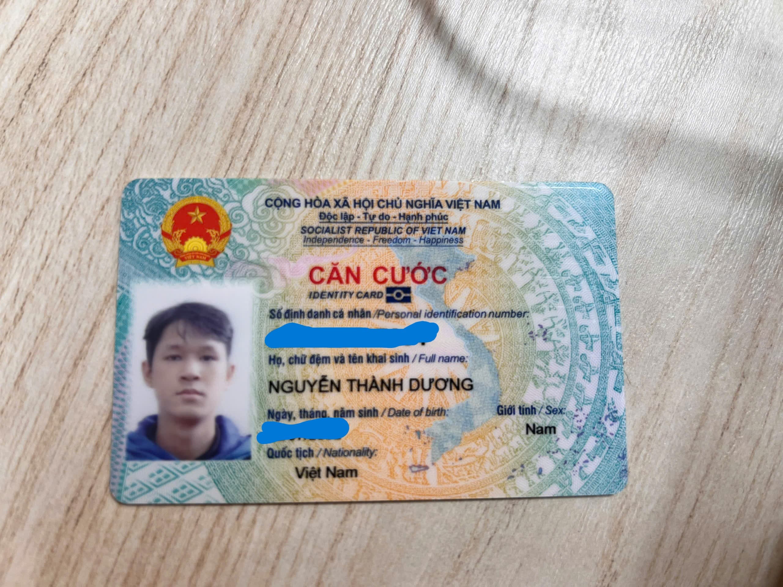 Rơi ví có giấy tờ tùy thân NGUYỄN THÀNH DƯƠNG ở Hà Nội