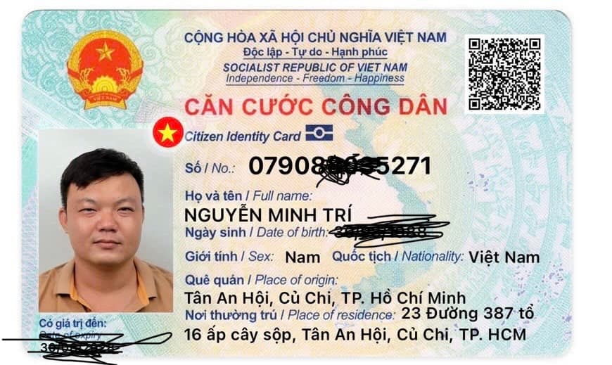 Giấy tờ tuỳ thân Nguyễn Minh Trí rơi ở TP Hồ Chí Minh