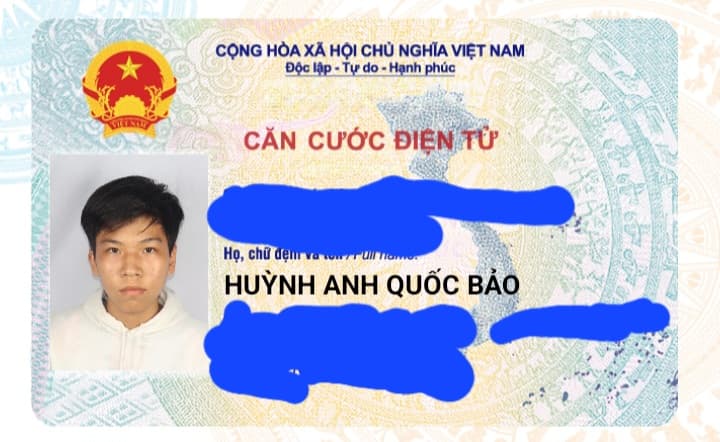 Rơi cccd Huỳnh Anh Quốc Bảo 2007 rơi ở gần trường đại học trà vinh, bệnh viện trà vinh 