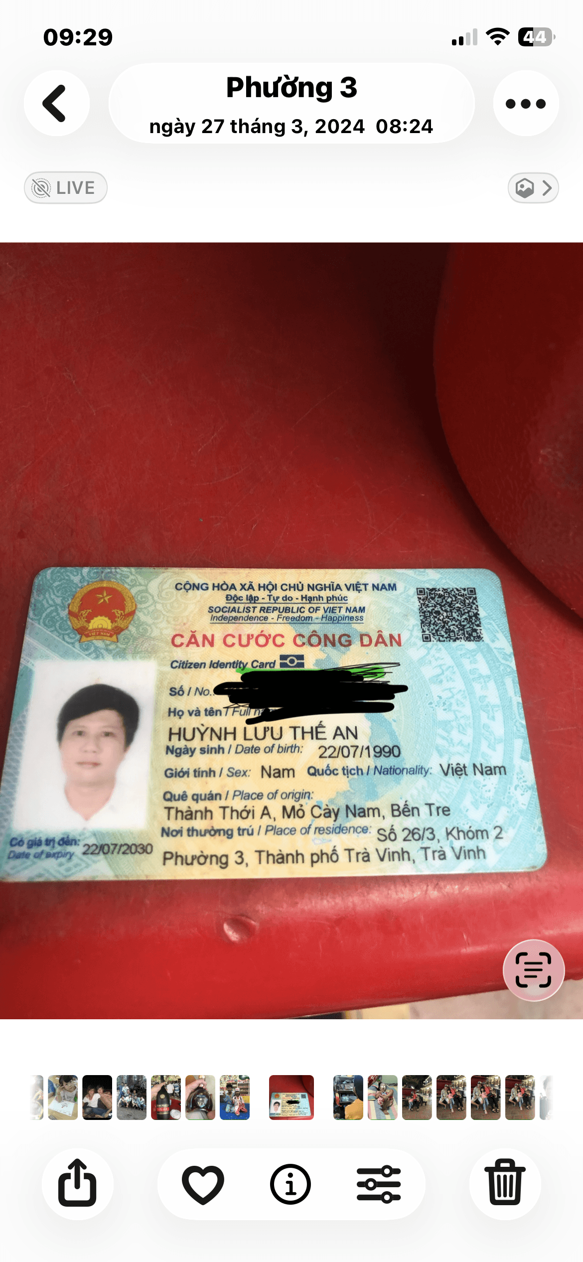 Roi vi giấy to:huynh lưu the an  noi o Trà Vinh 